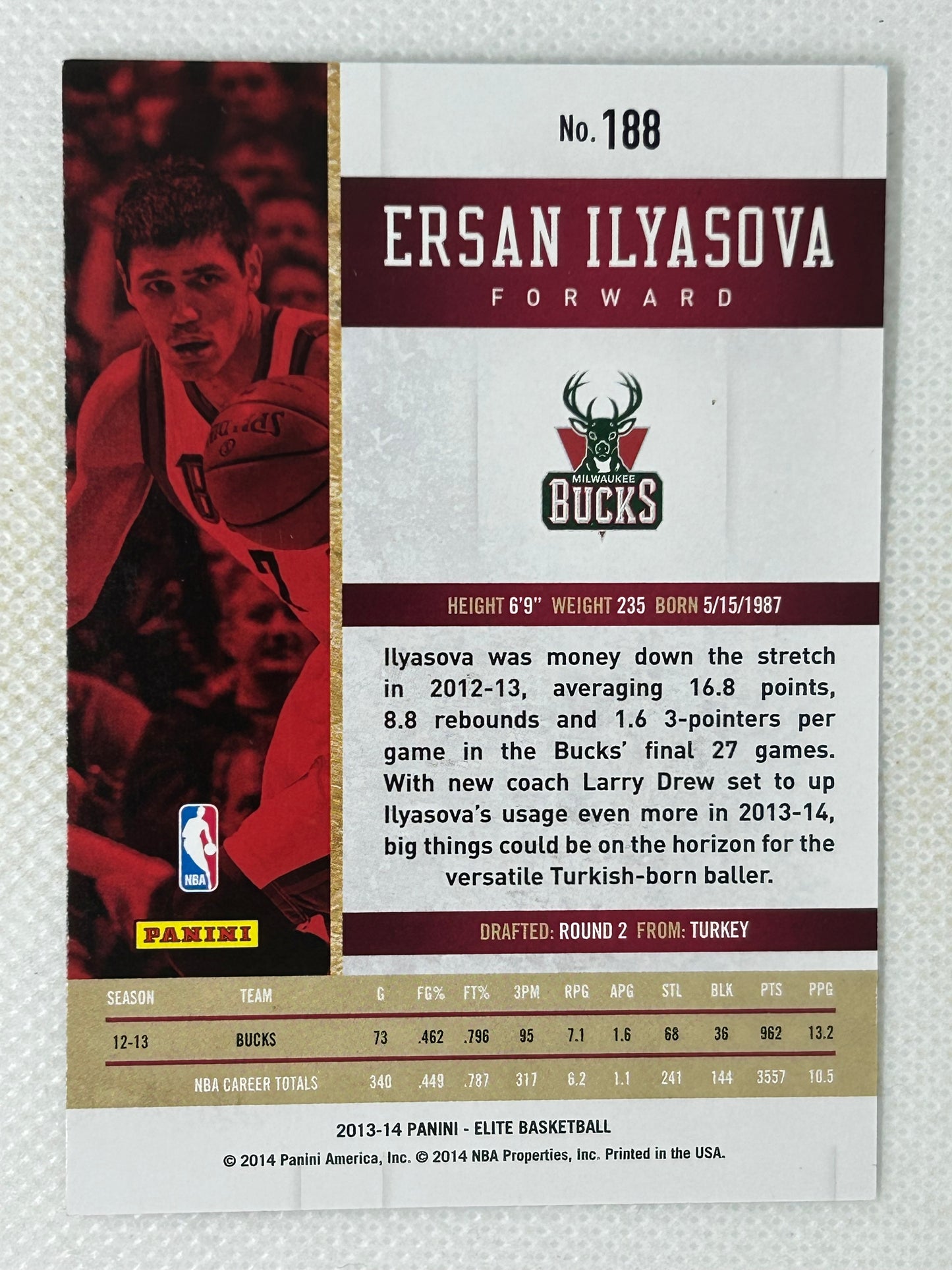 2013-14 Panini Timeless Treasures /299 Ersan Ilyasova #48 Milwaukee Bucks Signed Card