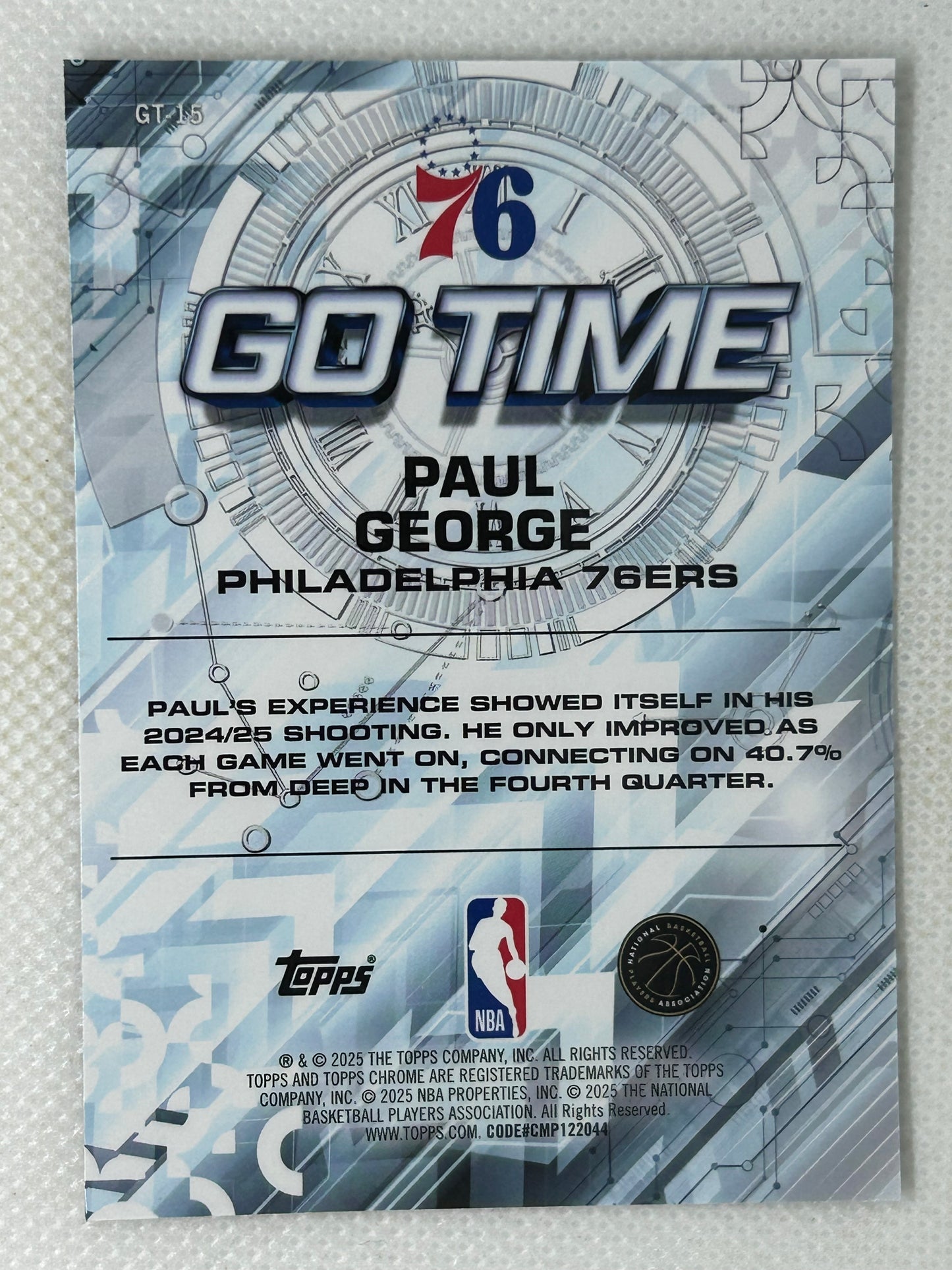 2025-26 Topps Chrome Basketball Paul George Go Time #GT-15 Philadelphia 76ers