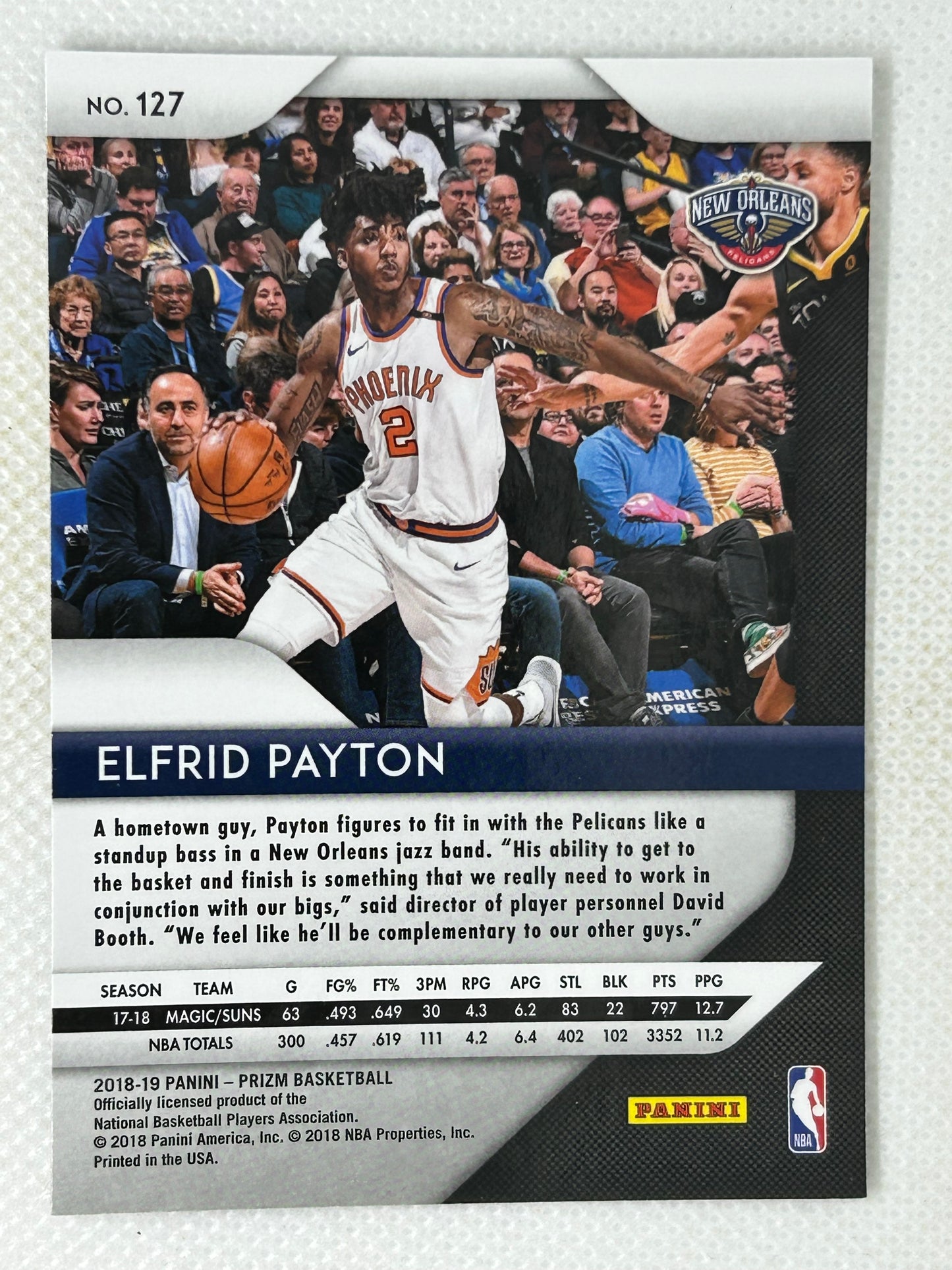 2018-19 Panini Prizm Elfrid Payton #127 New Orleans Pelicans Signed Card