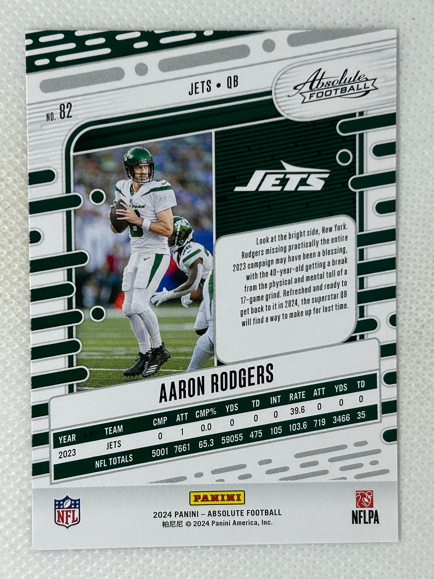 2024 Panini Absolute Aaron Rodgers #82 New York Jets
