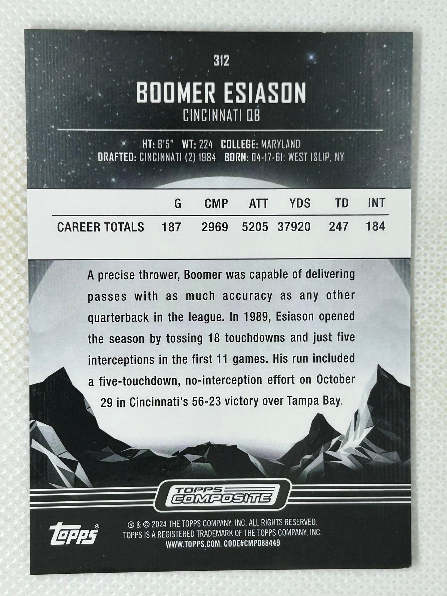 2023 Topps Composite Boomer Esiason Midnight #312 Cincinnati Bengals