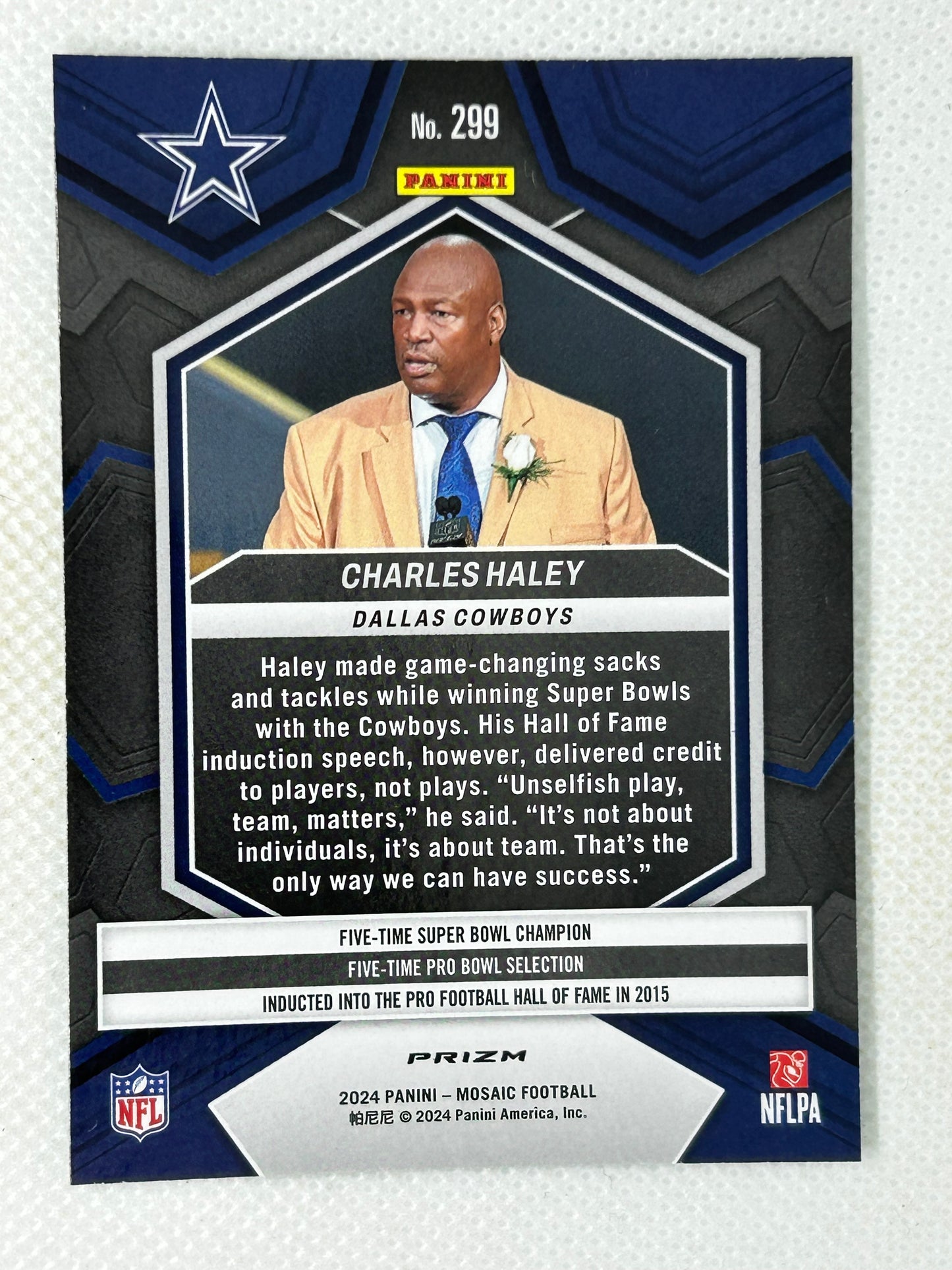 2024 Panini Mosaic Hall of Fame Green Mosaic Prizm Charles Haley #299 HOF Dallas Cowboys