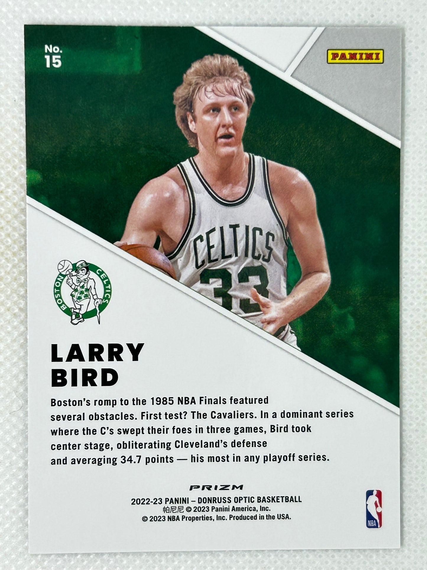 2022-23 Panini Donruss Optic Winner Stays #15 Larry Bird Boston Celtics