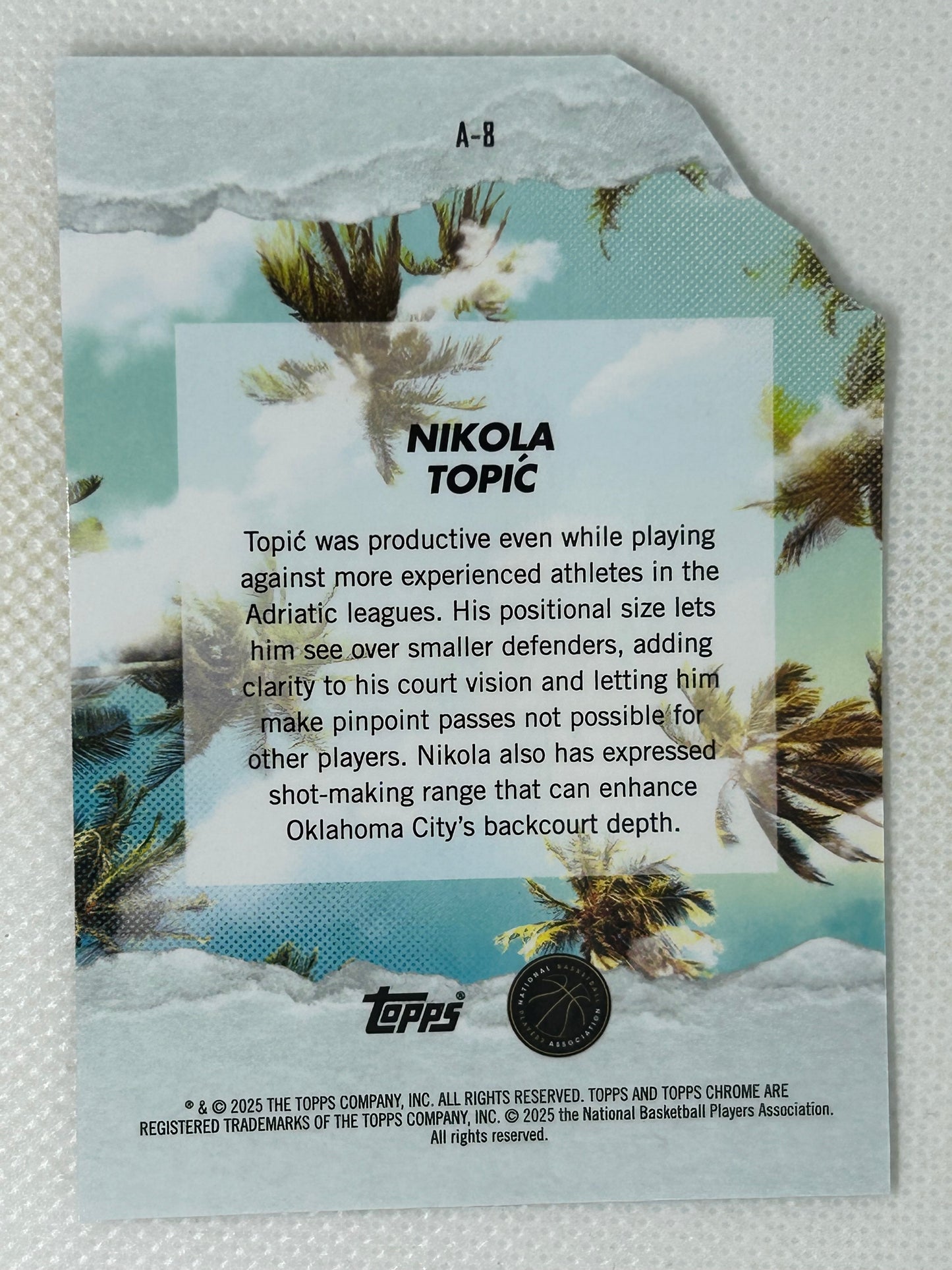 2024-25 Topps Finest Rookie Arrivals Nikola Topic #A-8 Oklahoma City Thunder