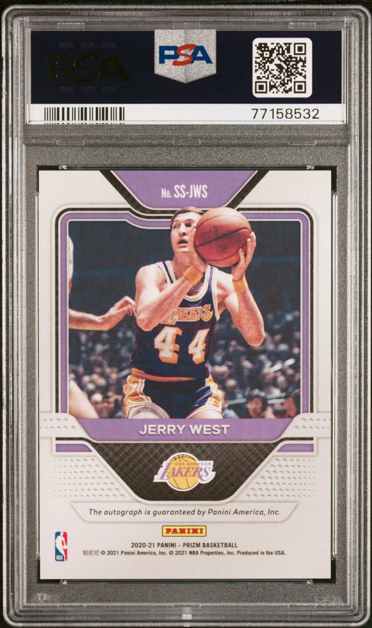 2020-21 Panini Prizm Jerry West Sensational Signatures Autograph #SS-JWS PSA 9