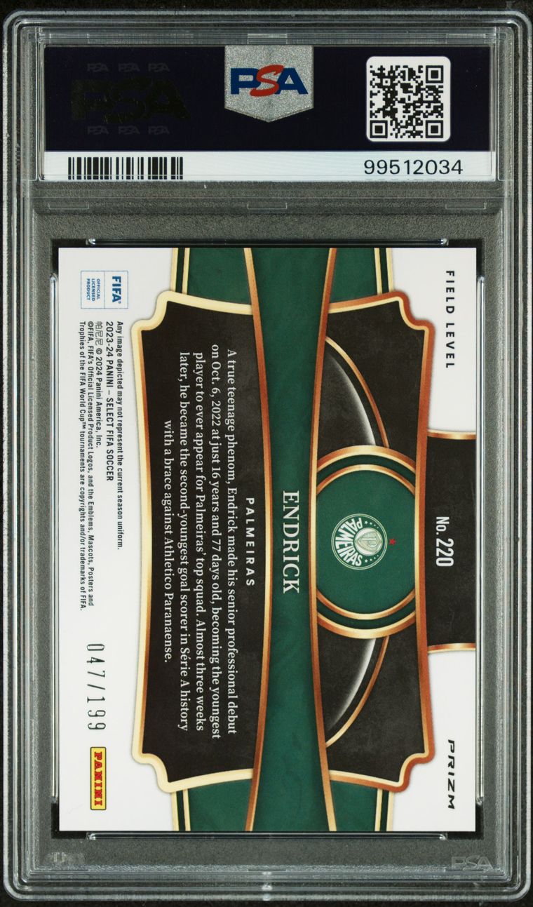 2023-24 Panini Select FIFA Pink Mojo Field Level #220 Endrick /199 PSA 10 GEM MINT