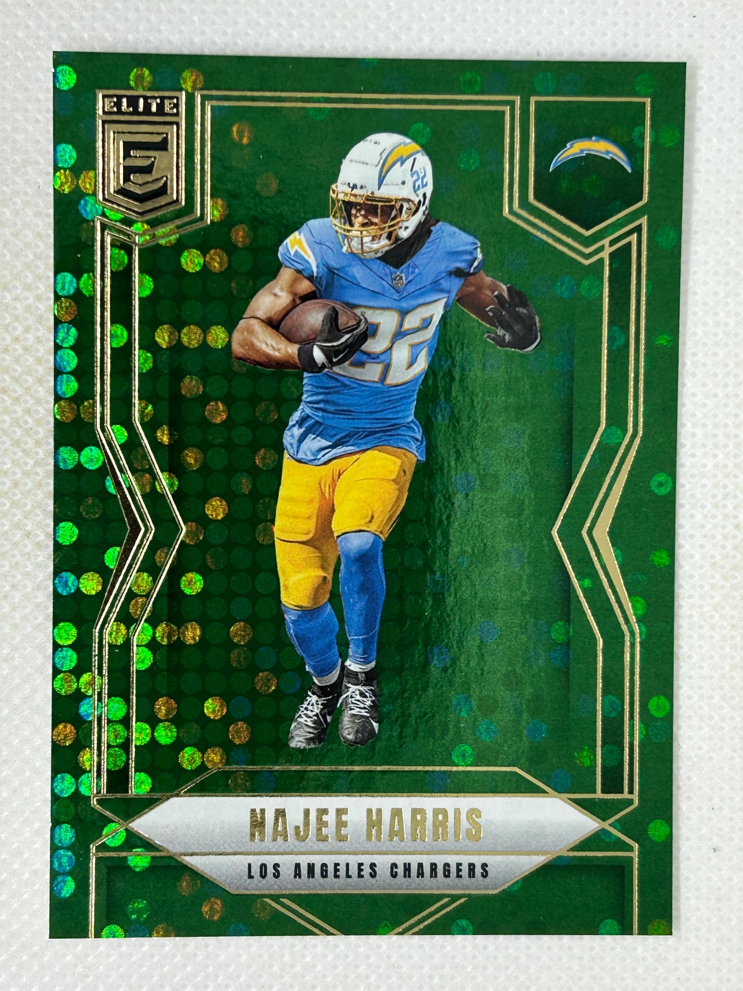 2025 Panini Donruss Elite Green Disco #62 Najee Harris Los Angeles Chargers