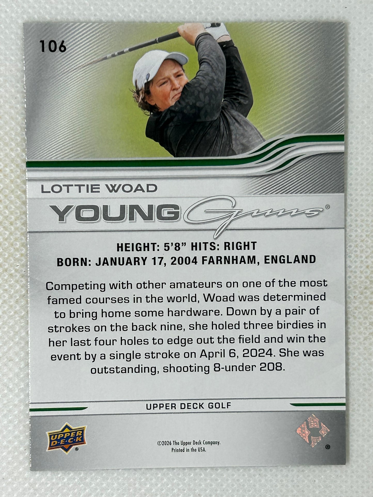 2026 Upper Deck Lottie Woad Young Guns #106