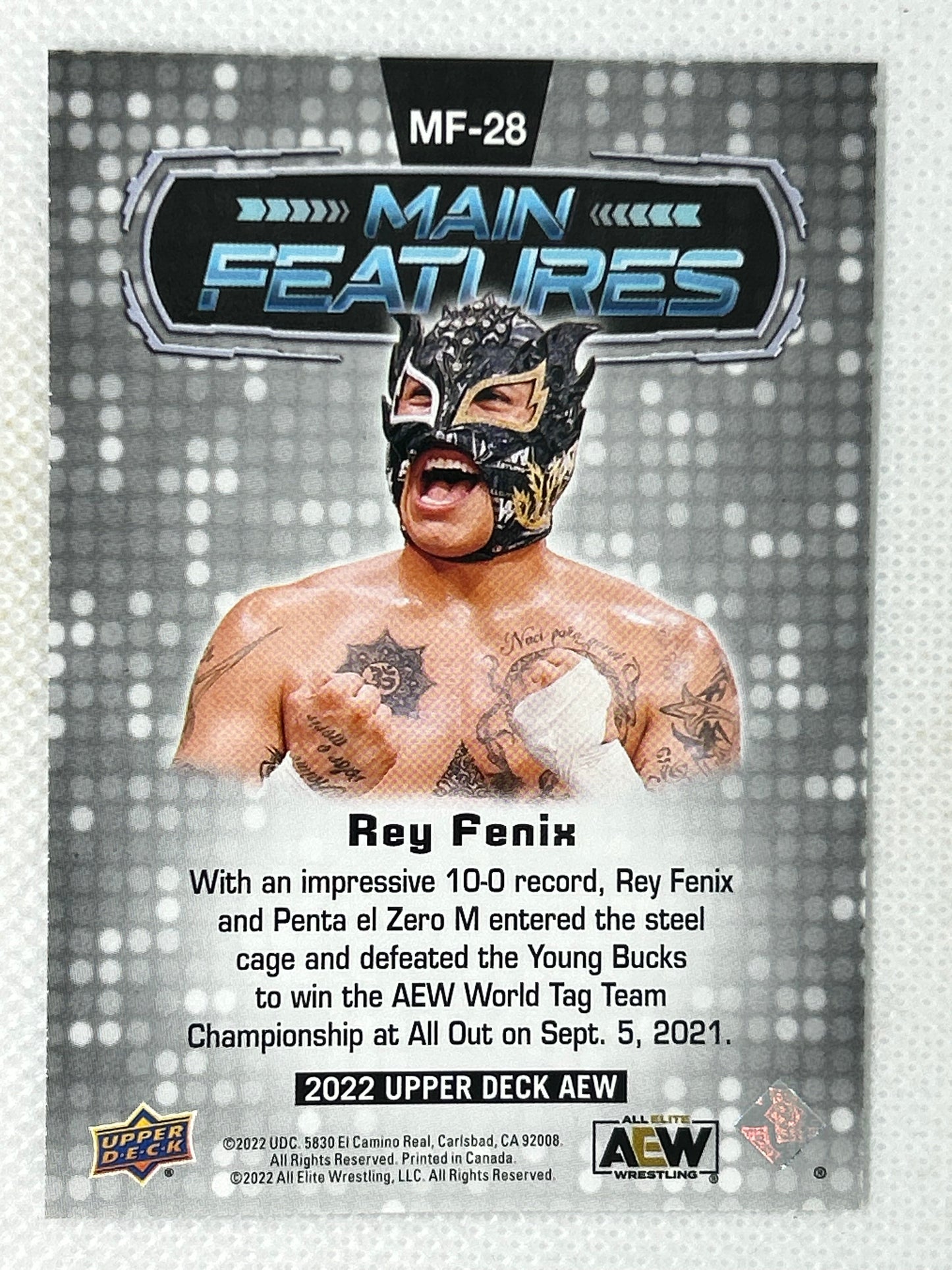 2022 Upper Deck AEW Wrestling Main Features Blue Parallel Rey Fenix #MF-28
