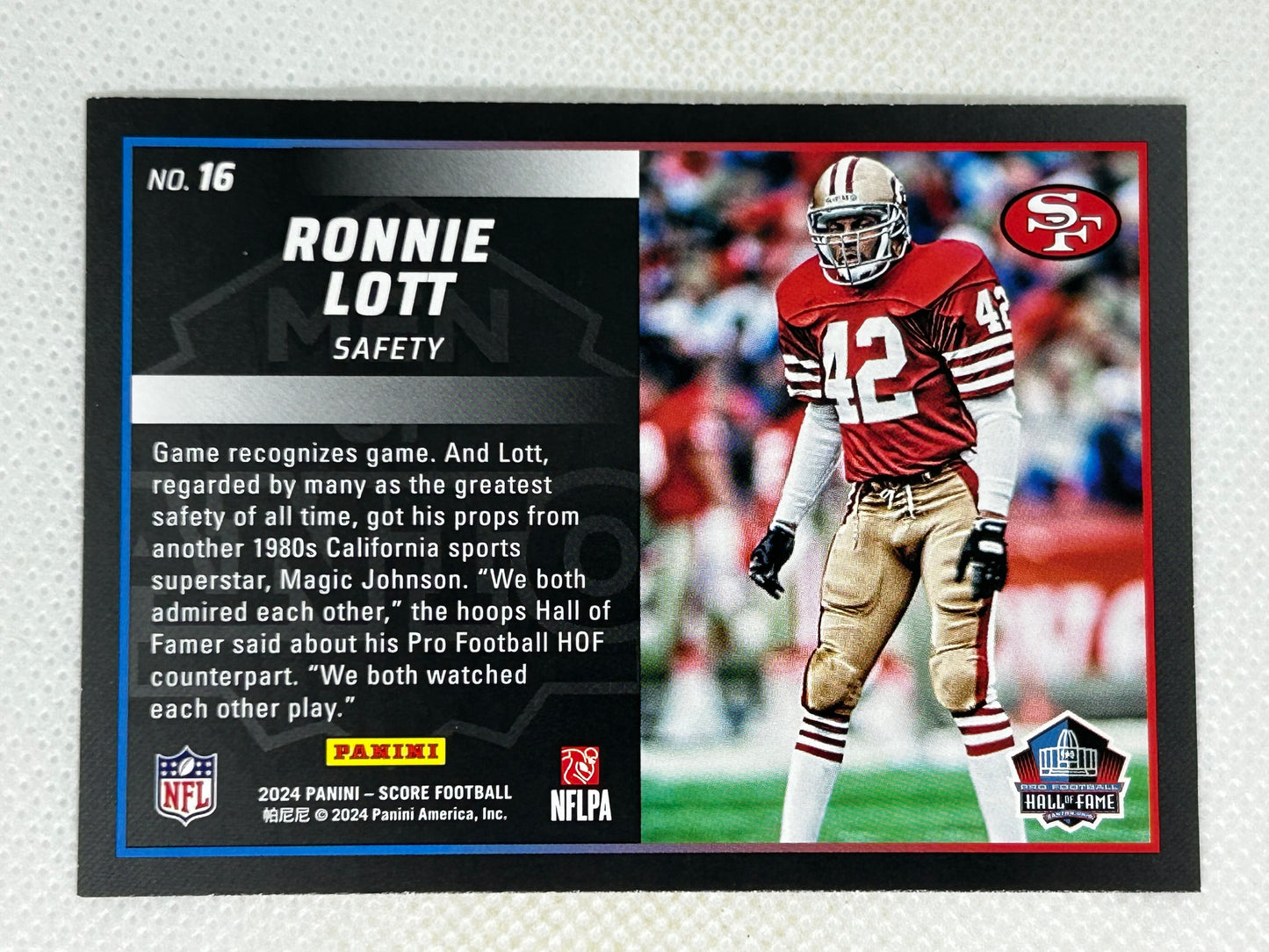2024 Score Men of Canton #16 Ronnie Lott San Francisco 49ers