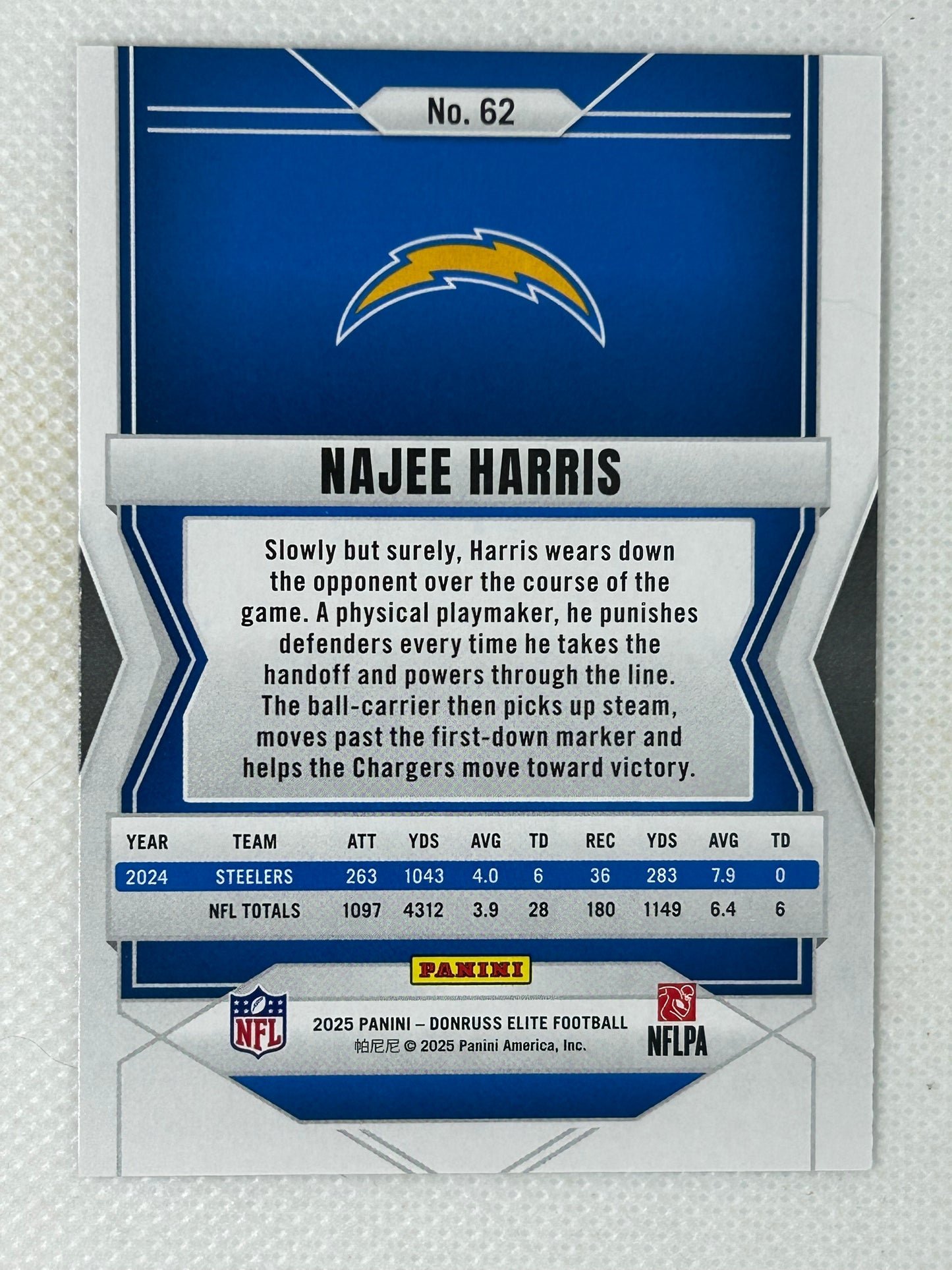 2025 Panini Donruss Elite #62 Najee Harris Los Angeles Chargers