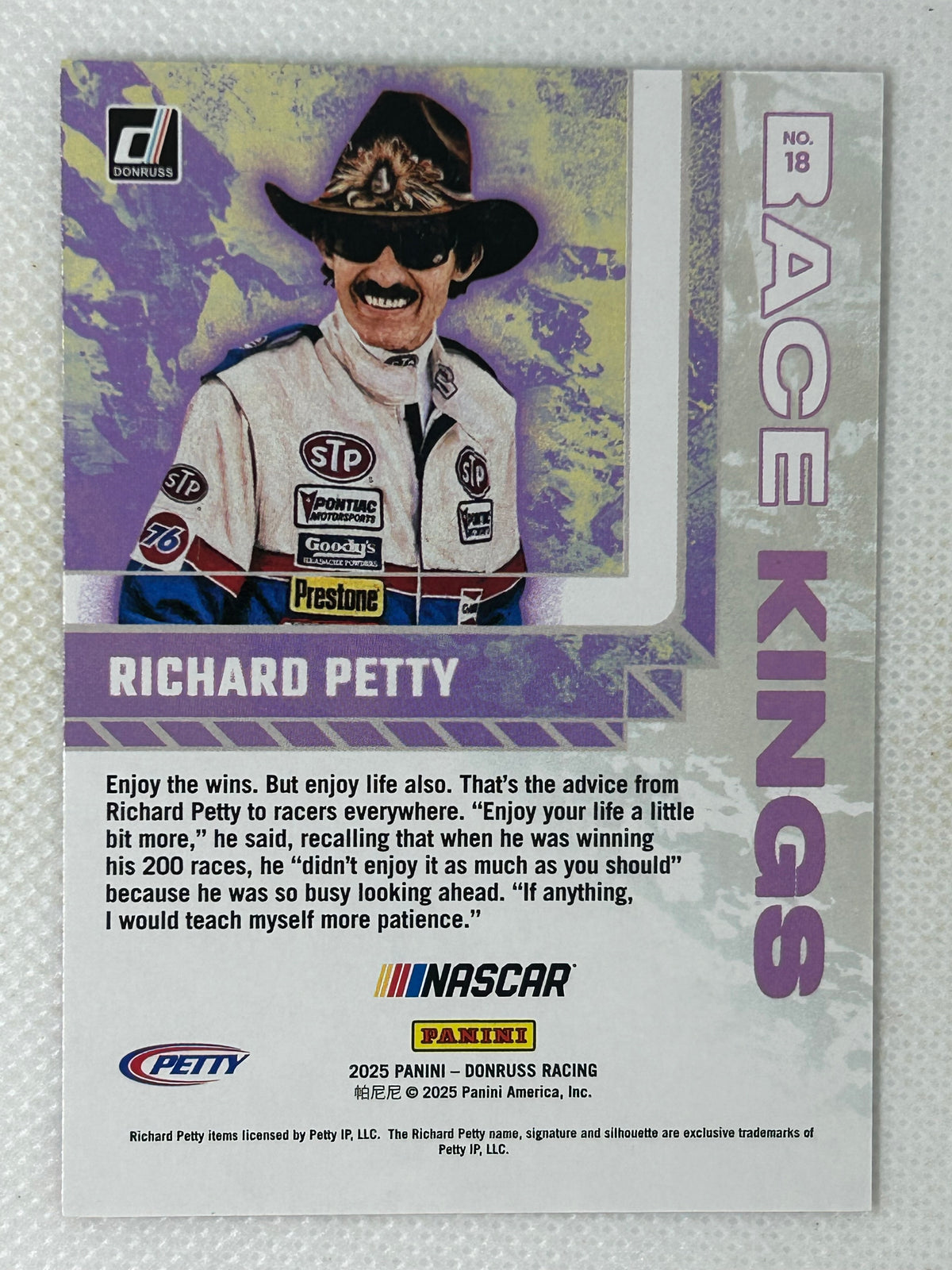 2025 Panini Donruss NASCAR Race Kings Richard Petty #18 Red Ice /149 Signed Card