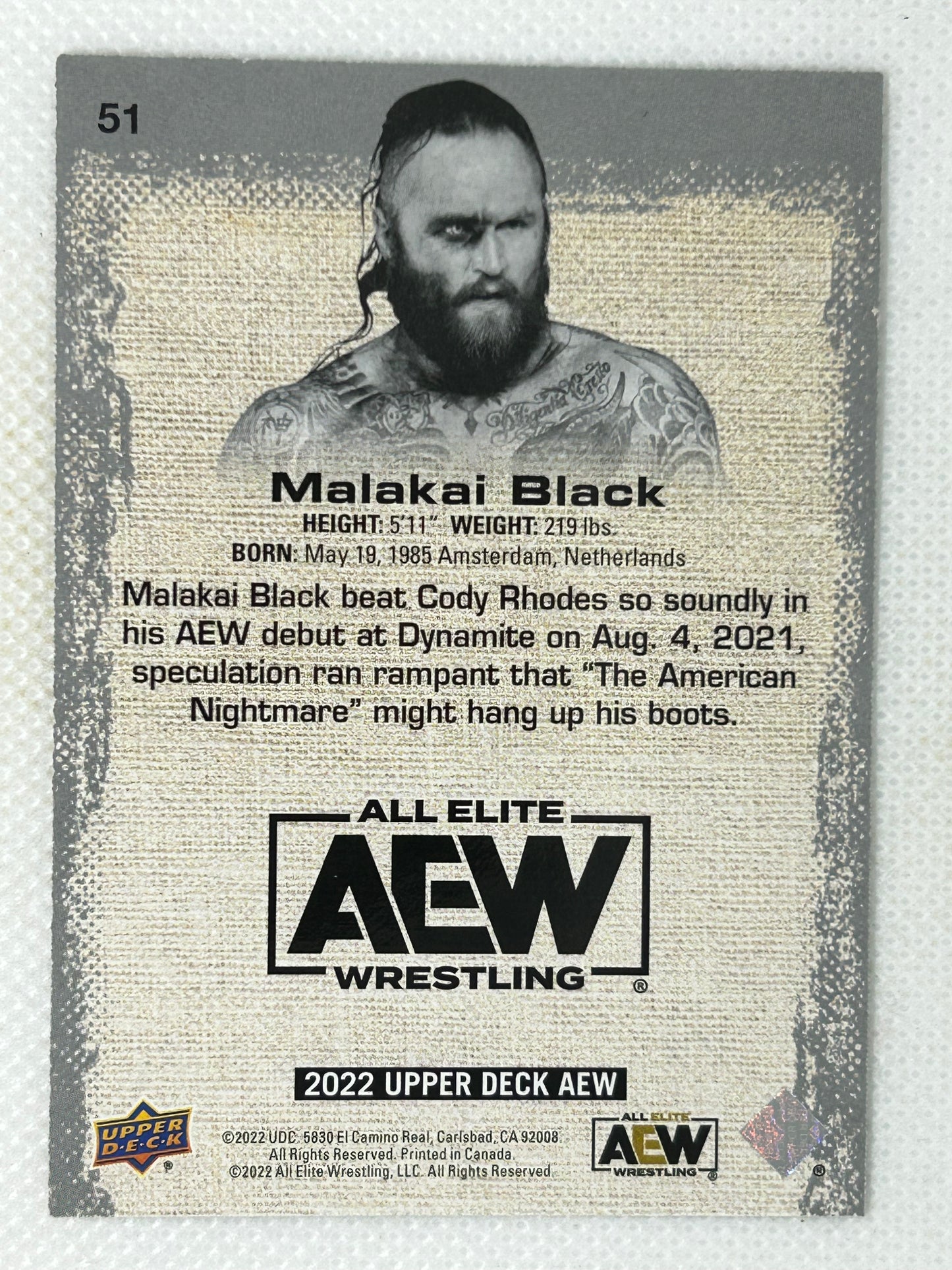 2022 Upper Deck AEW All Elite Wrestling Pyro Malakai Black #51