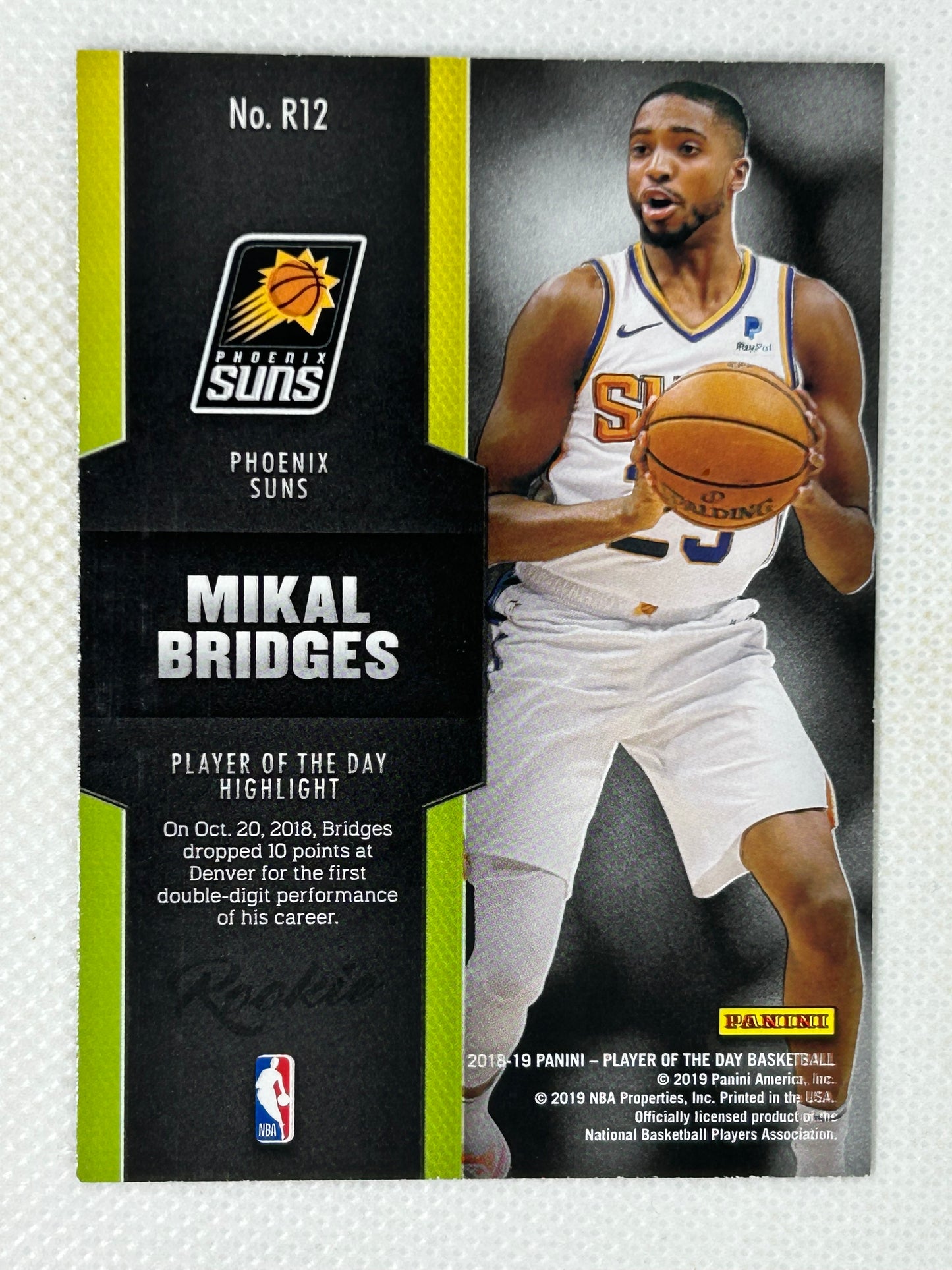 2018-19 Panini Player of the Day Rookies #R12 Mikal Bridges Phoenix Suns