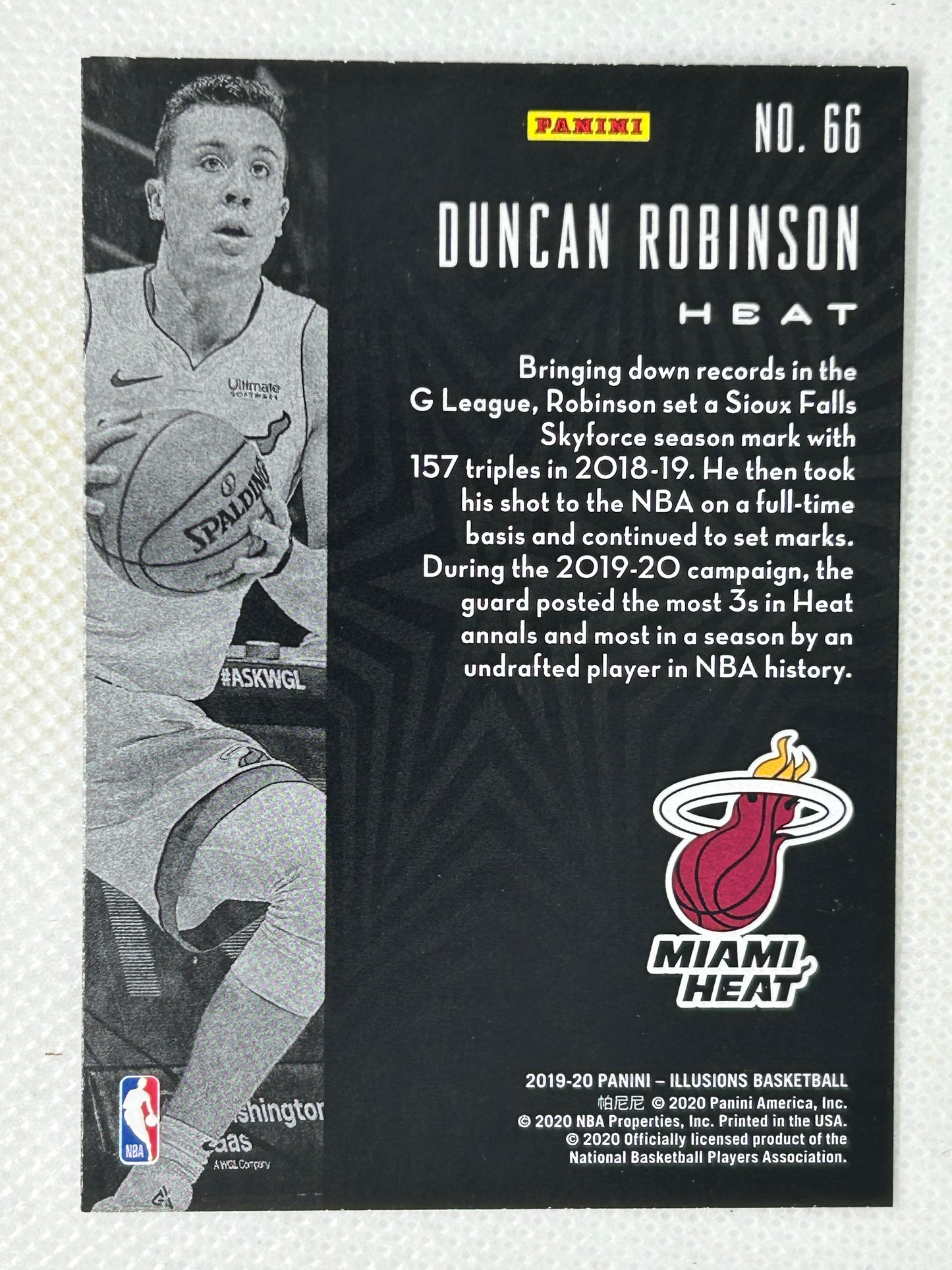 2019-20 Panini Illusions Duncan Robinson Rookie Card #66 Miami Heat Signed Card