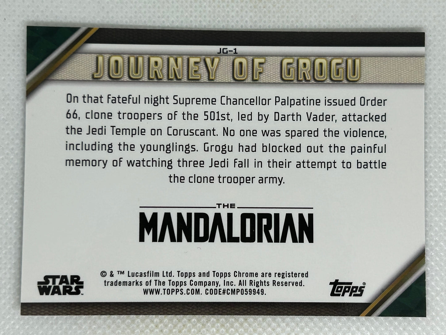 2023 Topps Chorme Star Wars Journey of Grogu Jedi Temple Siege #JG1