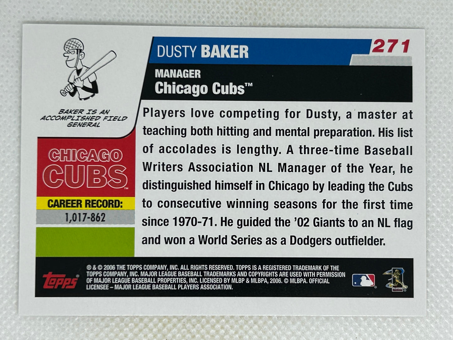 2006 Topps #271 Dusty Baker Chicago Cubs
