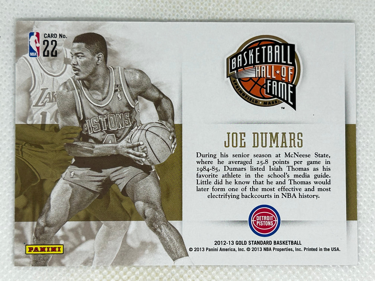 2012-13 Panini Gold Standard Hall of Gold /199 Joe Dumars #22 Detroit Pistons