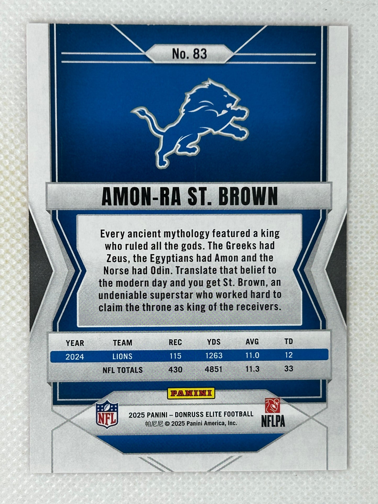 2025 Panini Donruss Elite Amon-Ra St. Brown Aspirations Shimmer Red /999 Detroit Lions