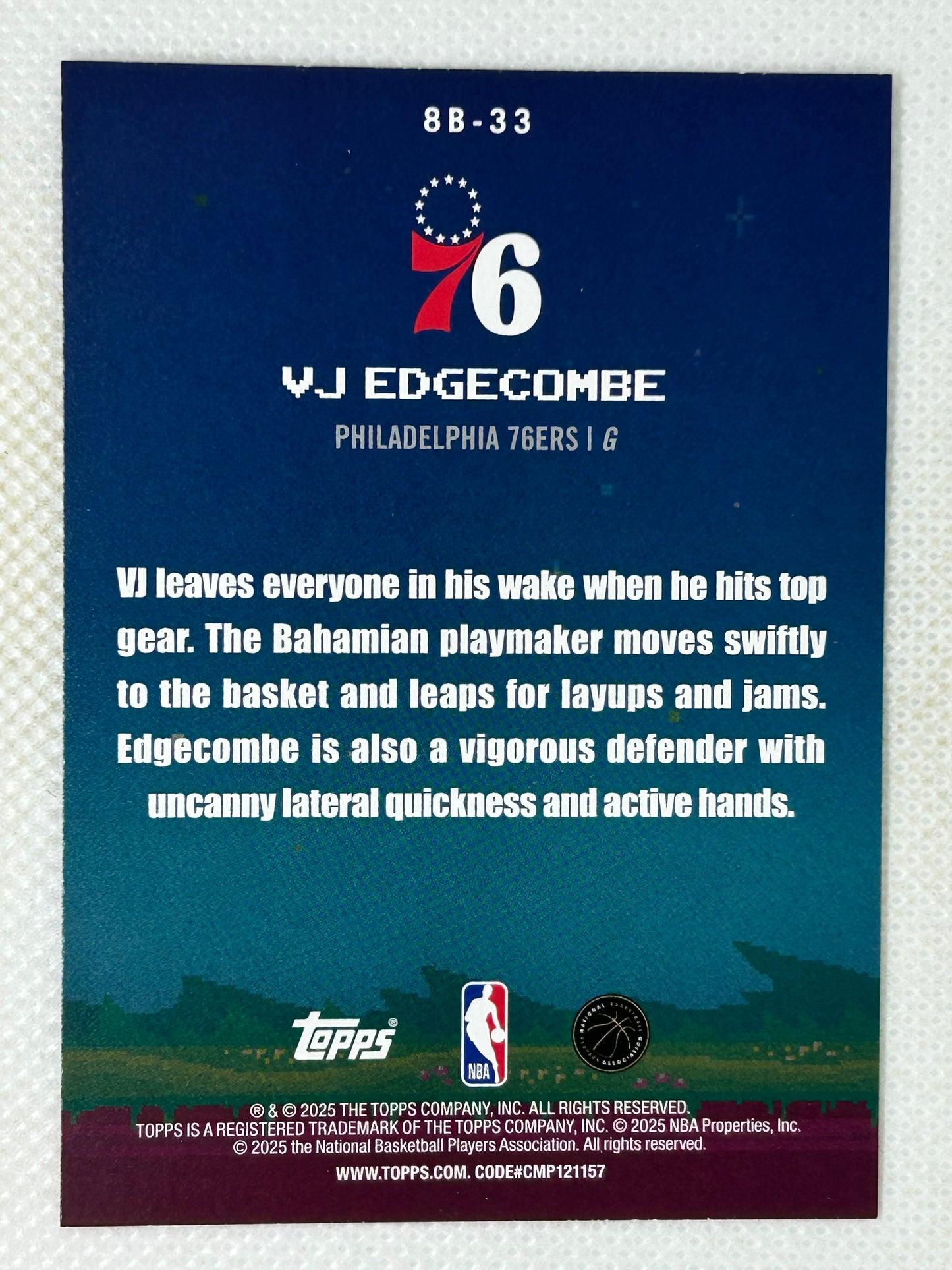 2025-26 Topps VJ Edgecombe Holofoil 8-Bit Ballers 8B-33 Philadelphia 76ers