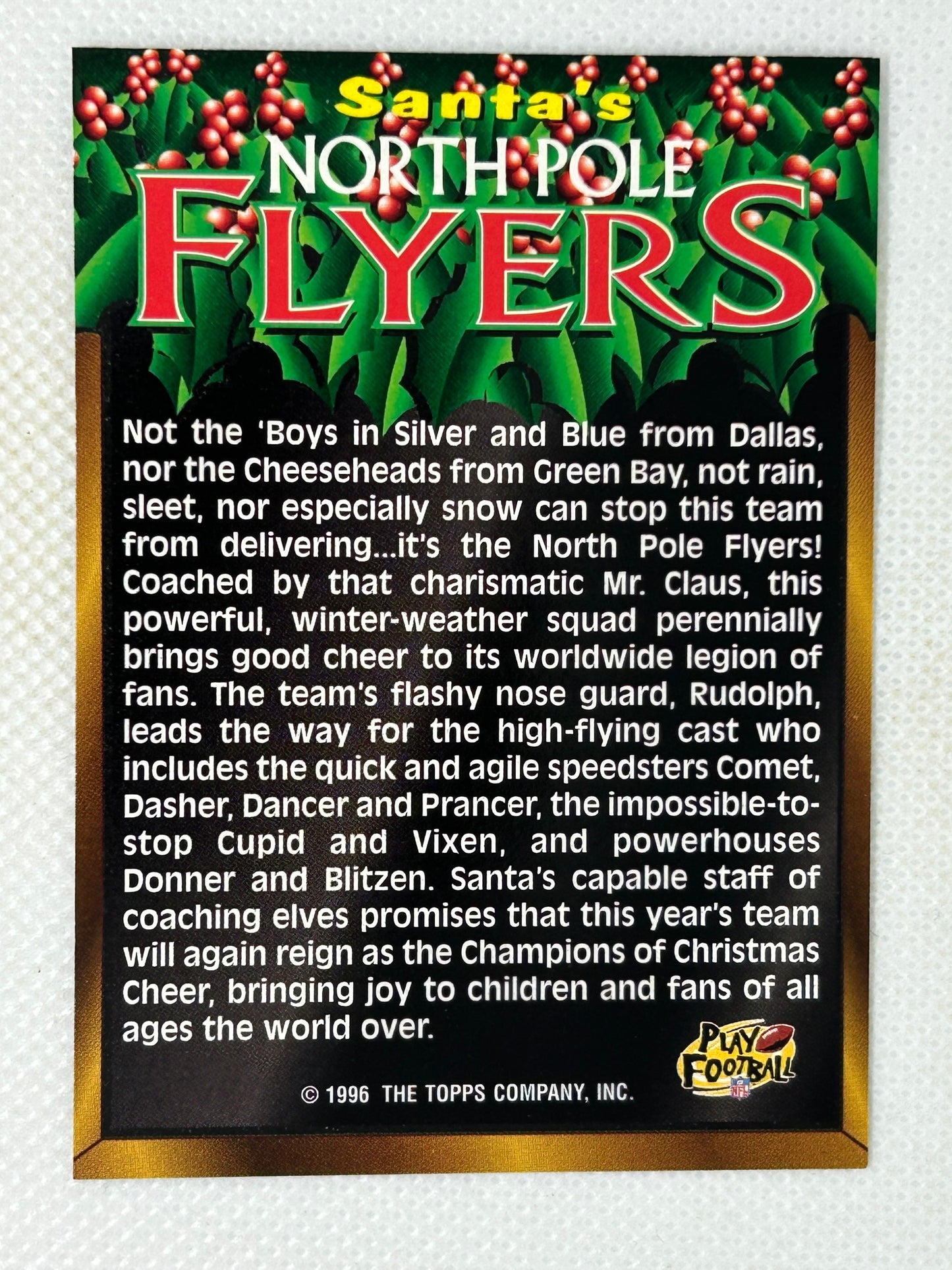 1996 Topps North Pole Flyers Season's Greetings Santa Claus