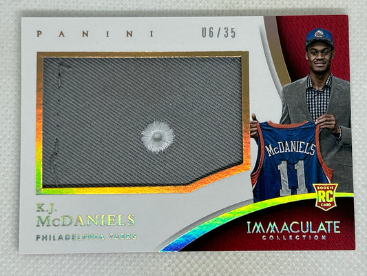 2014-15 Panini Immaculate Rookie Player Caps /35 KJ McDaniels #PC-KJ Philadelphia 76ers
