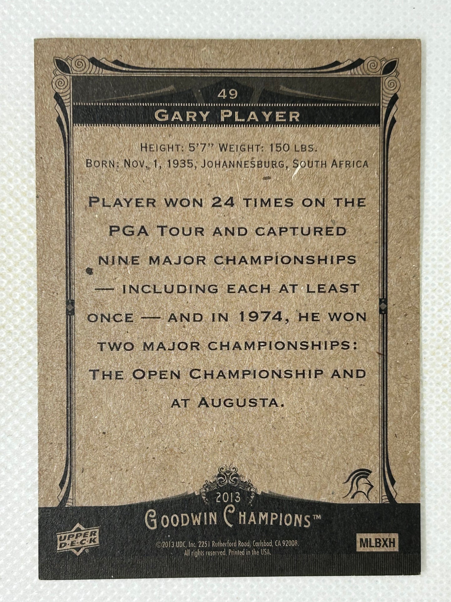 2013 Upper Deck Goodwin Champions #49 Gary Player Signed Card