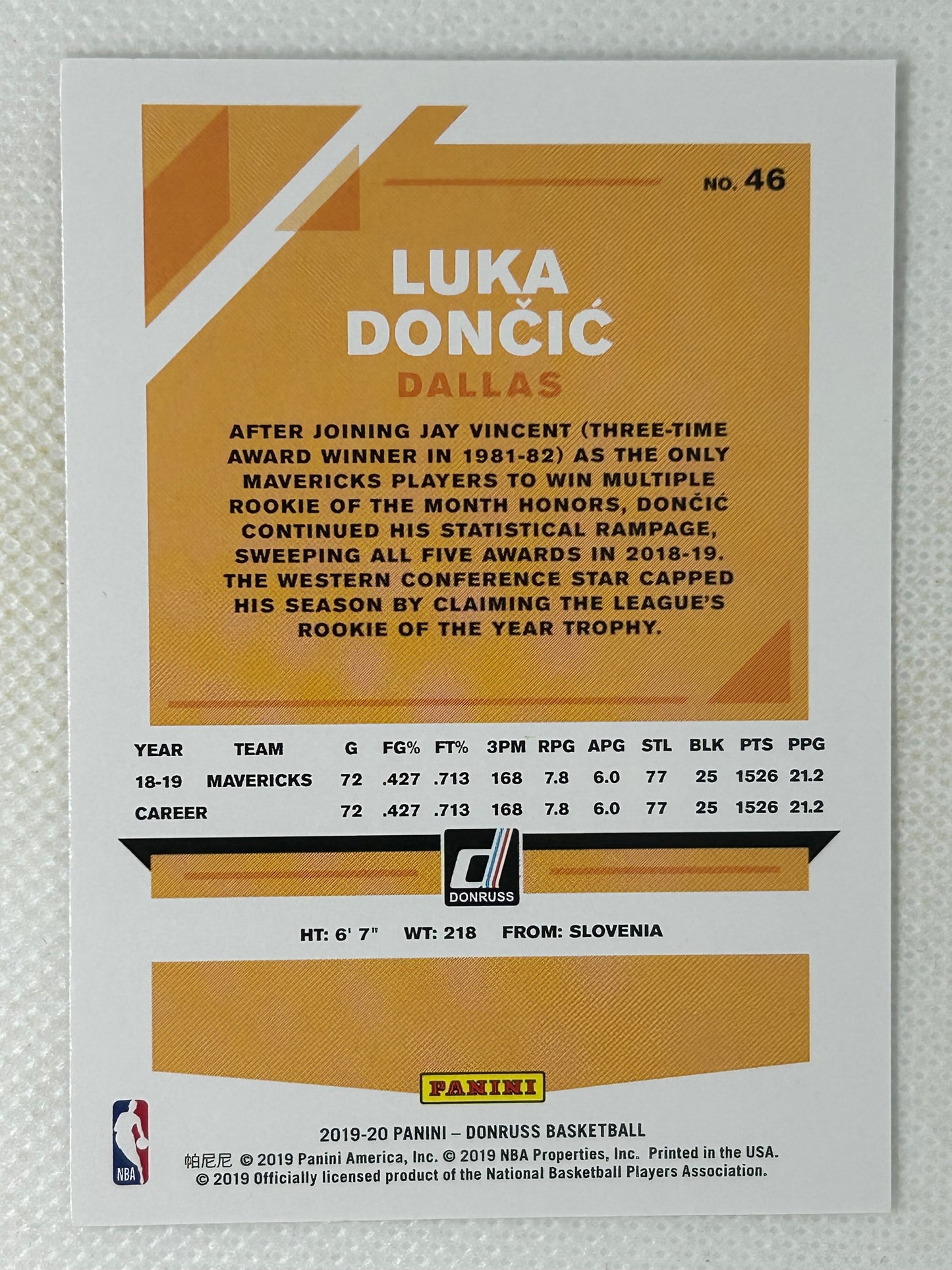2019-20 Panini Donruss #46 Luka Dončić Dallas Mavericks