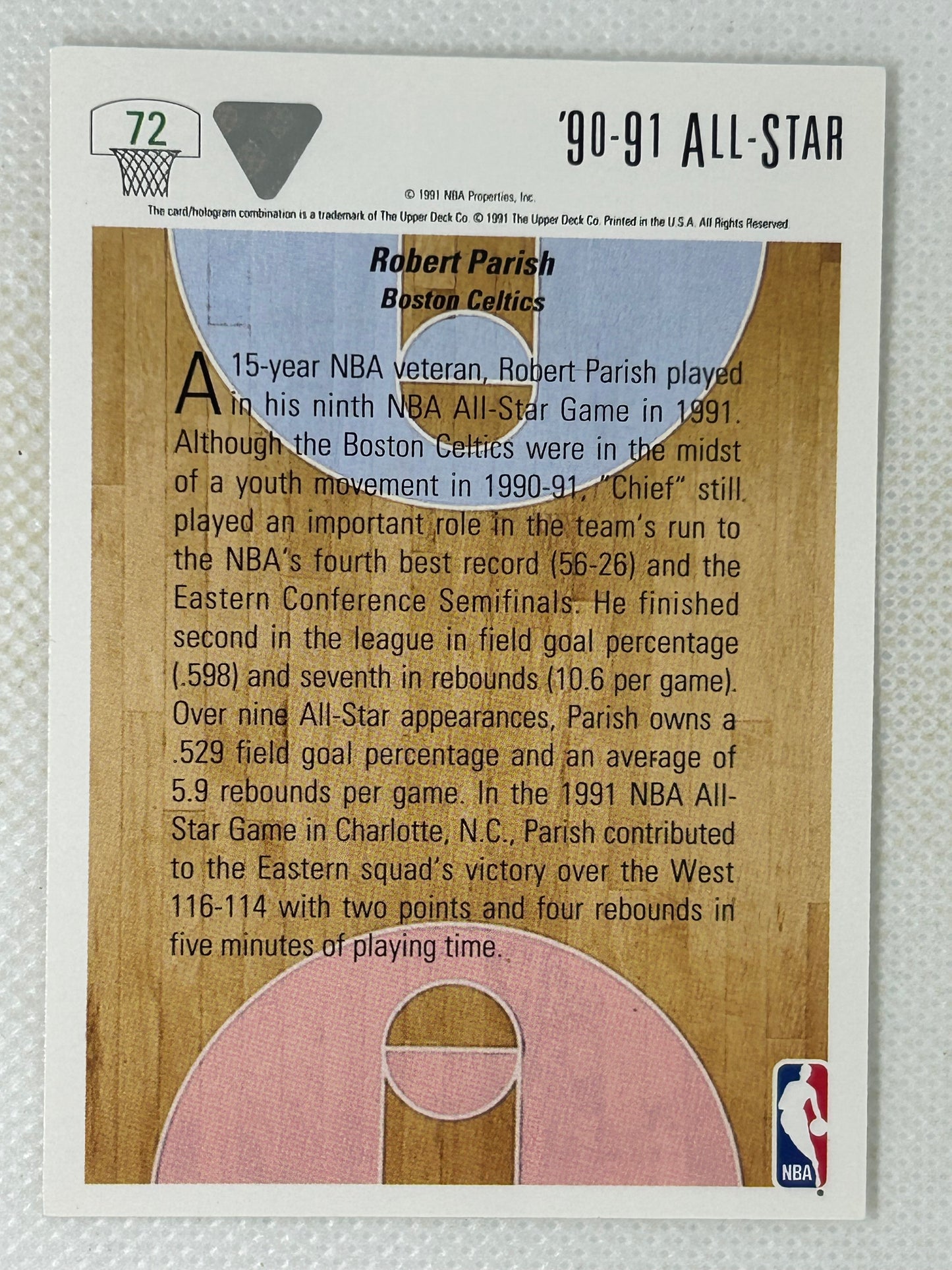1991-92 Upper Deck East All-Star Robert Parish #72 Boston Celtics Signed Card