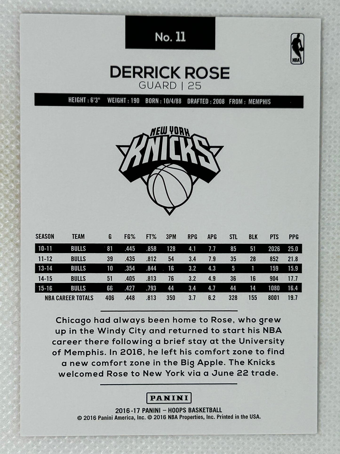 2016-17 Panini Donruss Orange Explosion /75 Derrick Rose #62 New York Knicks