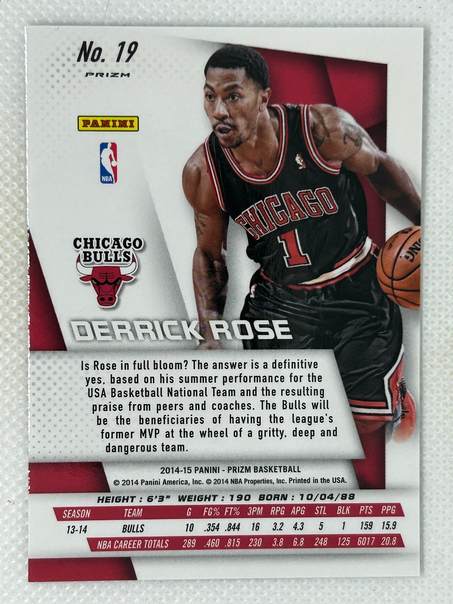 2014-15 Panini Prizm Short Prints Silver Prizm #19 Derrick Rose Chicago Bulls