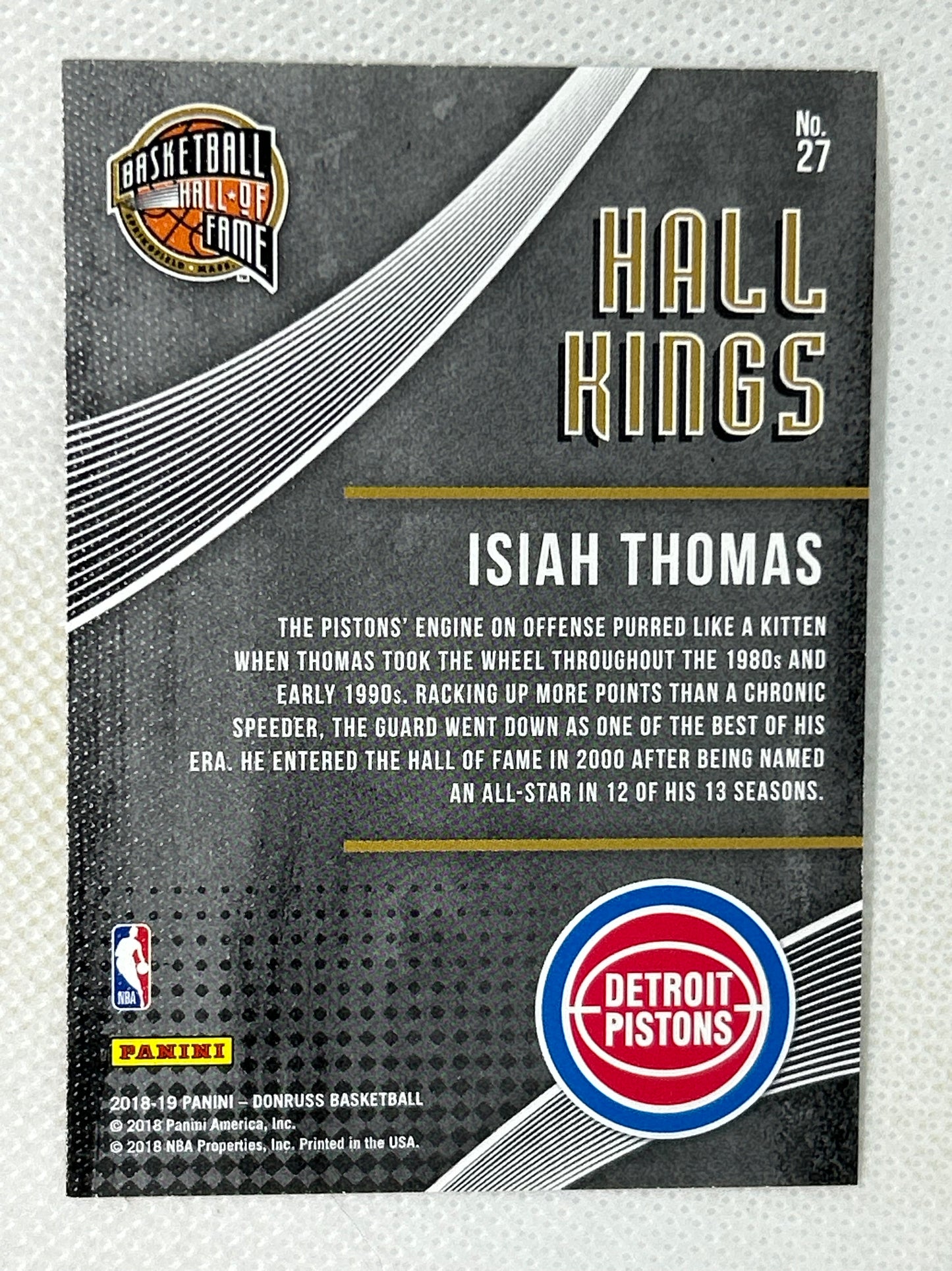 2018-19 Panini Donruss Hall Kings Isiah Thomas #27 Detroit Pistons