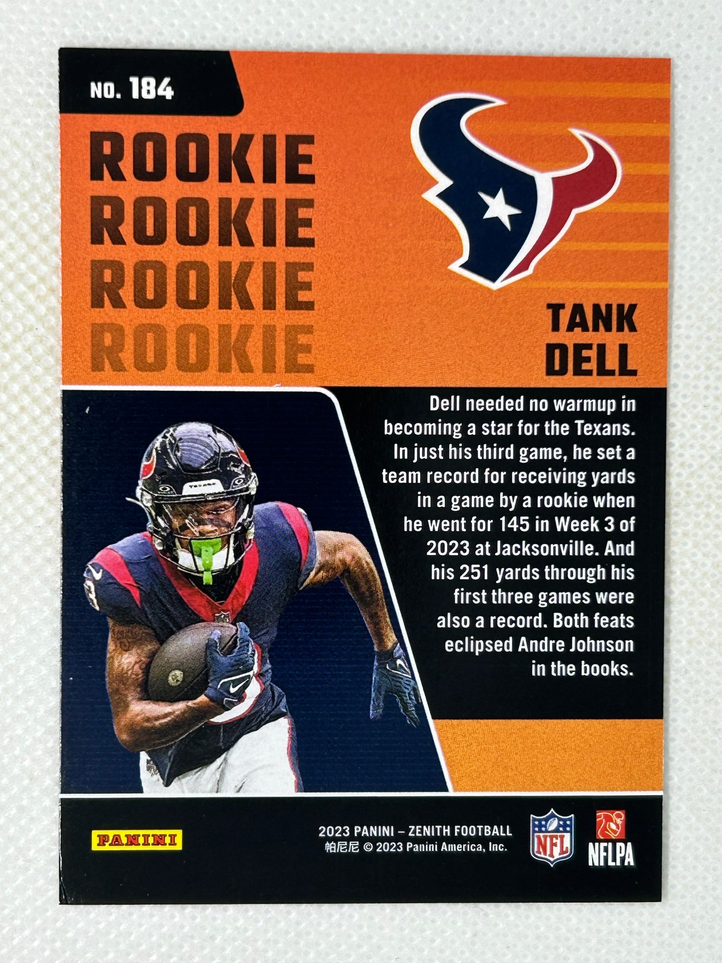 2023 Panini Zenith Red Zone Rookie #184 Tank Dell Houston Texans