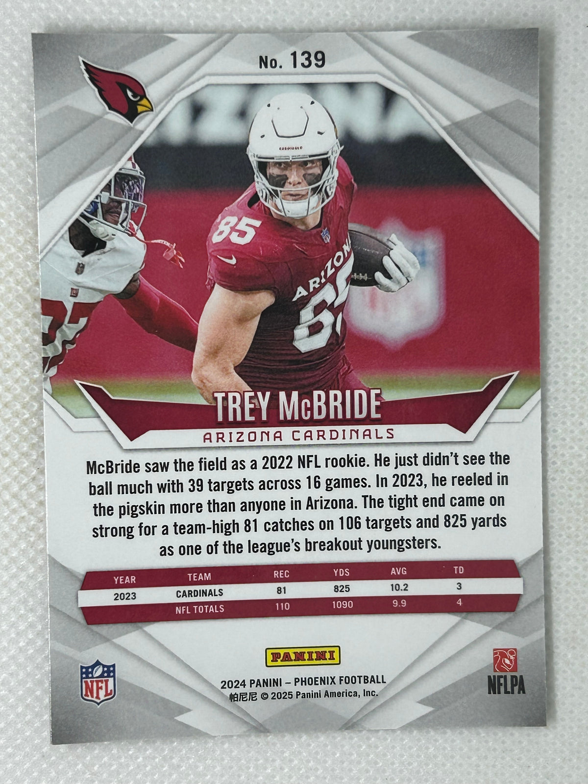 2024 Panini Phoenix #139 Trey McBride Orange Fade Arizona Cardinals