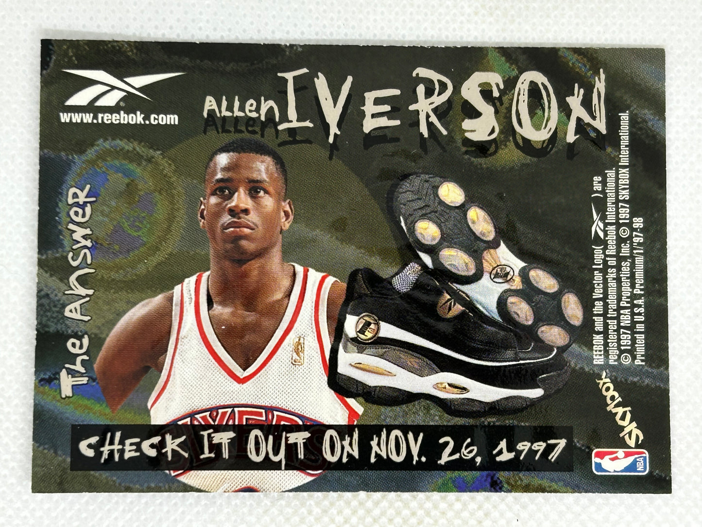 1997-98 Skybox Reebok Allen Iverson The Answer Shoe Promo 76ers SSP