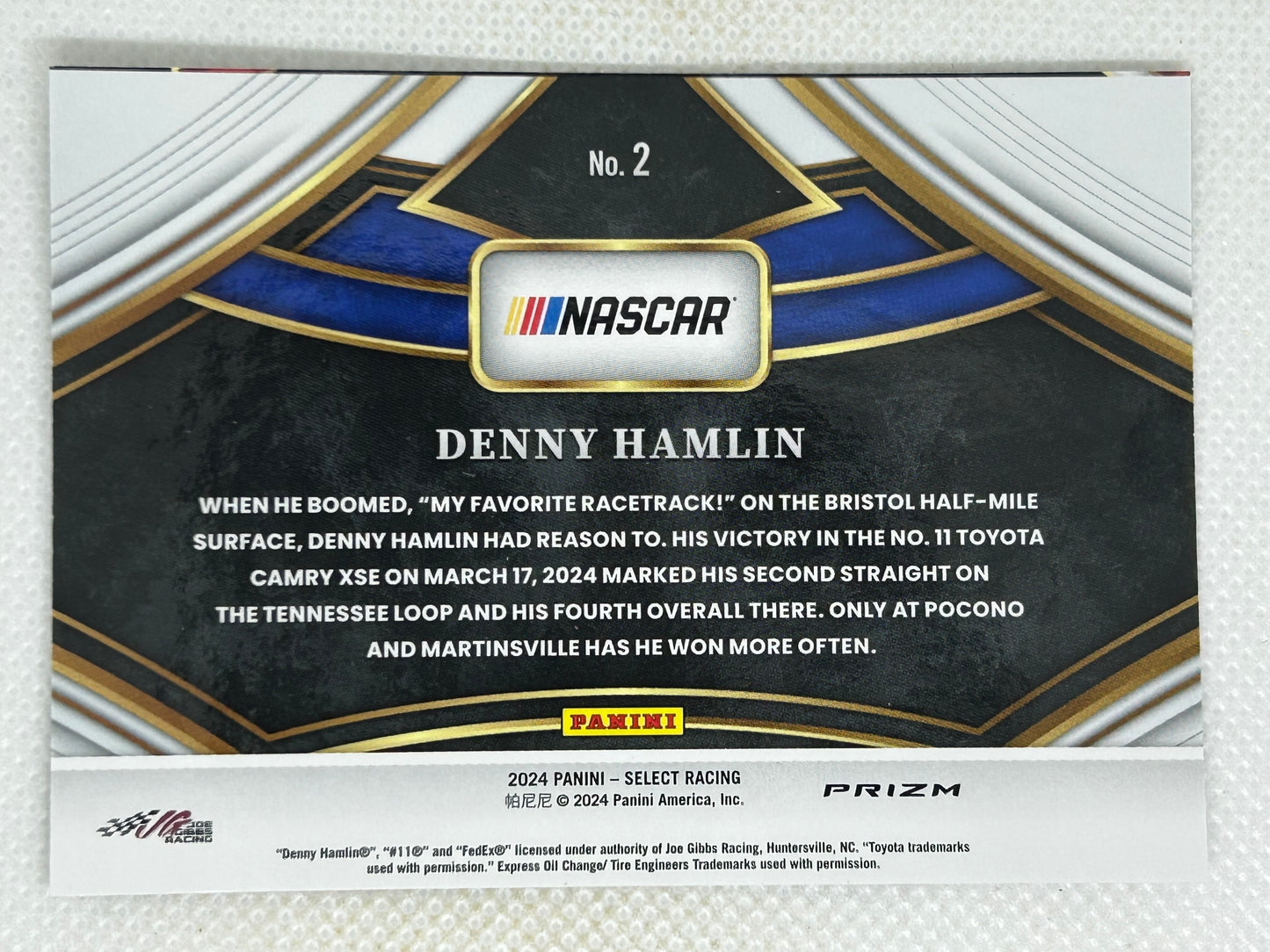 2024 Panini Select Sights Of Victory Flash Prizm #2 Denny Hamlin