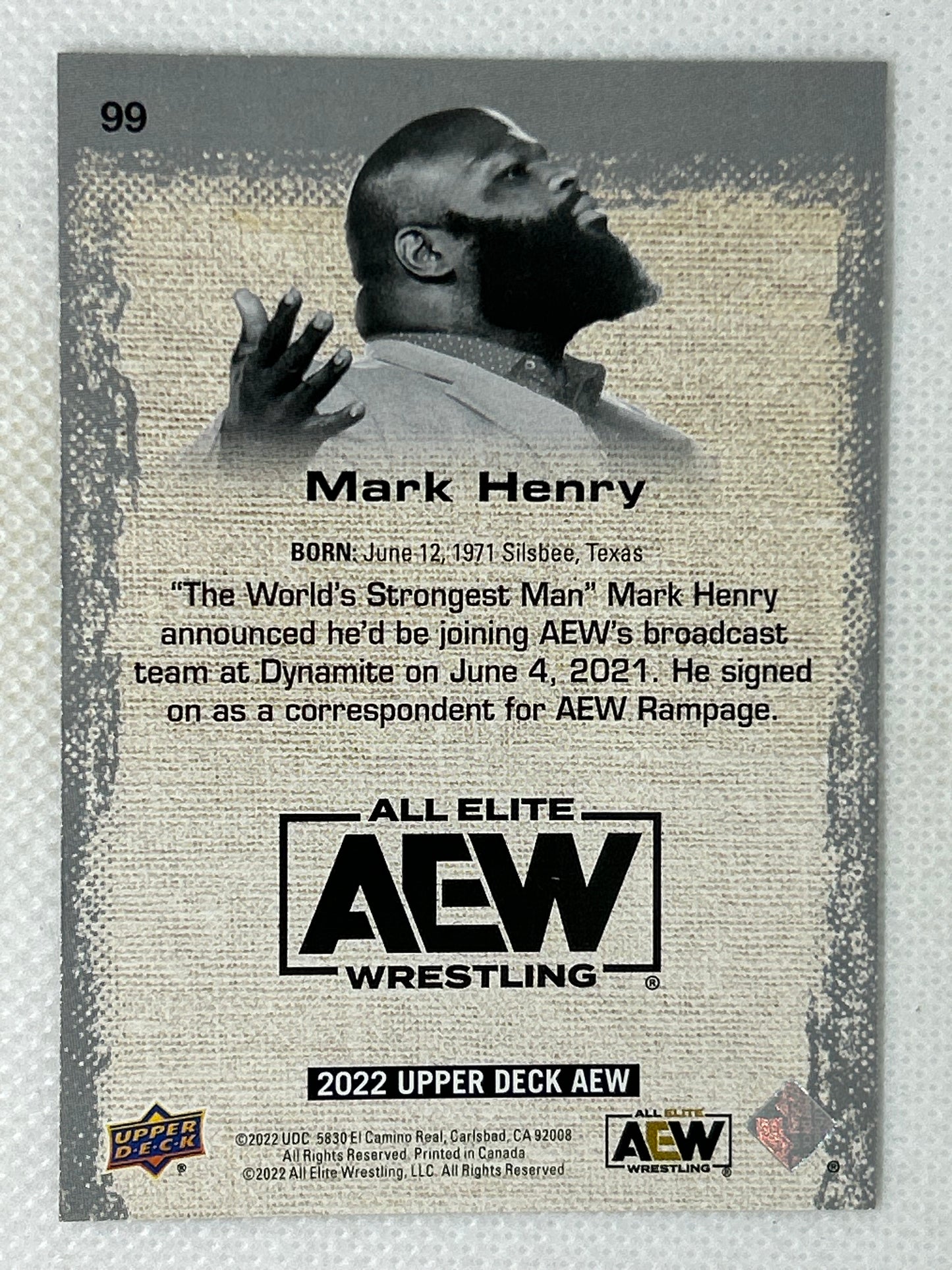 2022 Upper Deck AEW All Elite Wrestling #99 Mark Henry