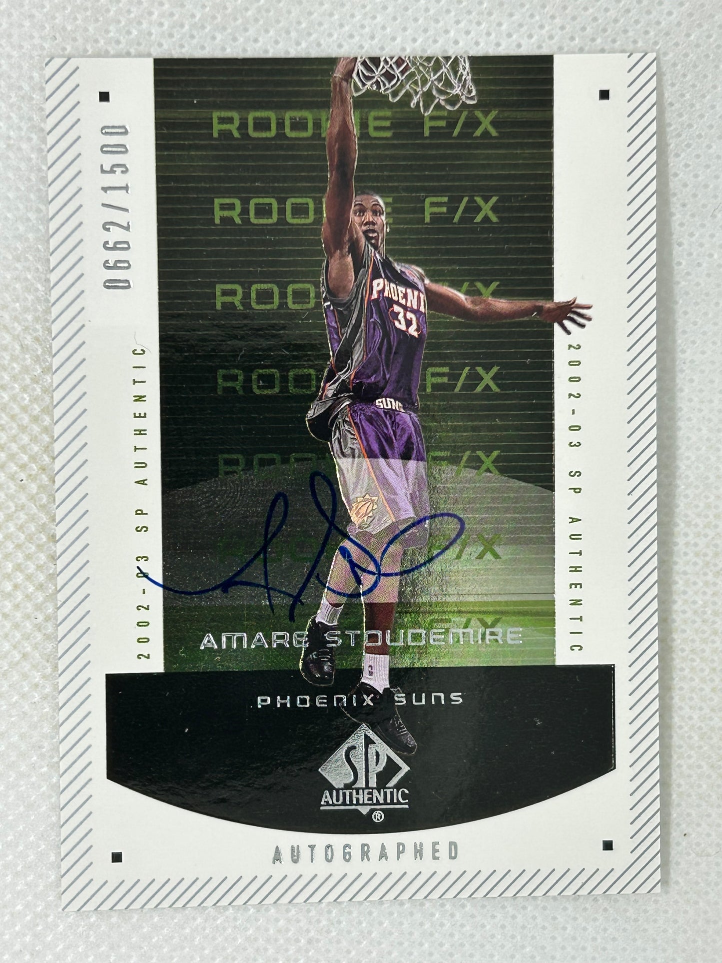 2002-03 SP Authentic F/X /1500 Amar'e Stoudemire #150 Rookie Autograph Phoenix Suns