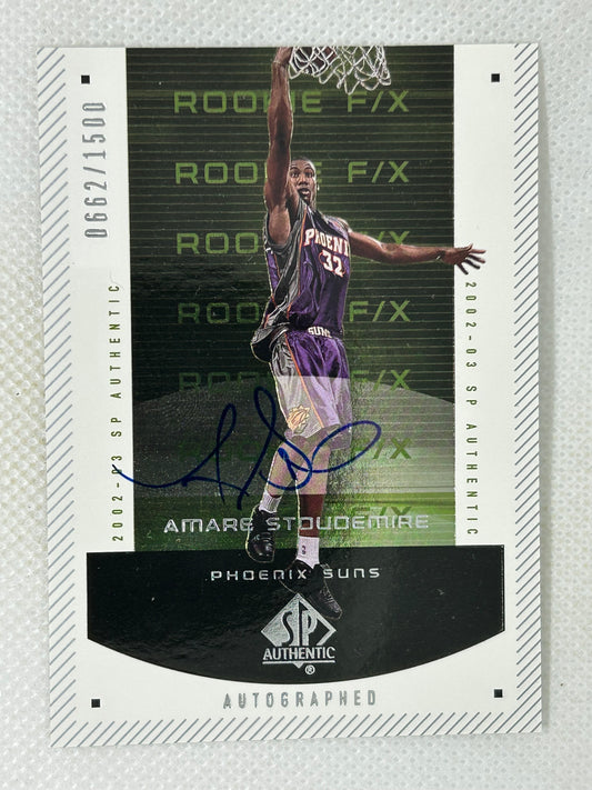 2002-03 SP Authentic F/X /1500 Amar'e Stoudemire #150 Rookie Autograph Phoenix Suns