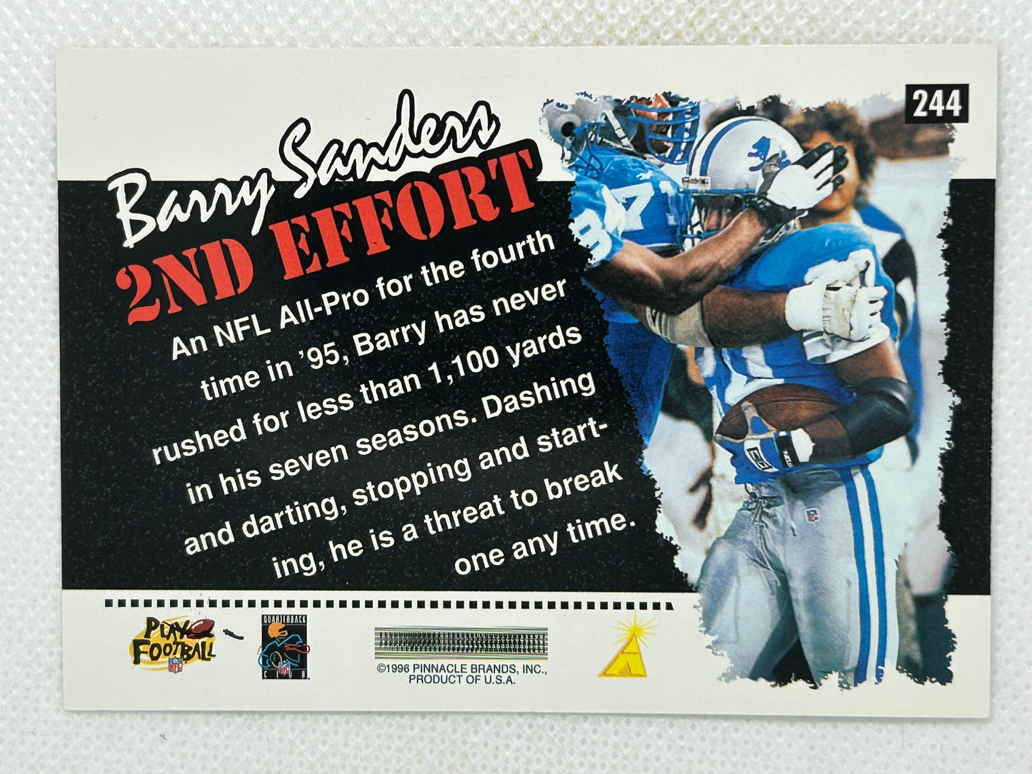 1996 Score 2nd Effort Barry Sanders #244 Detroit Lions Signed Card