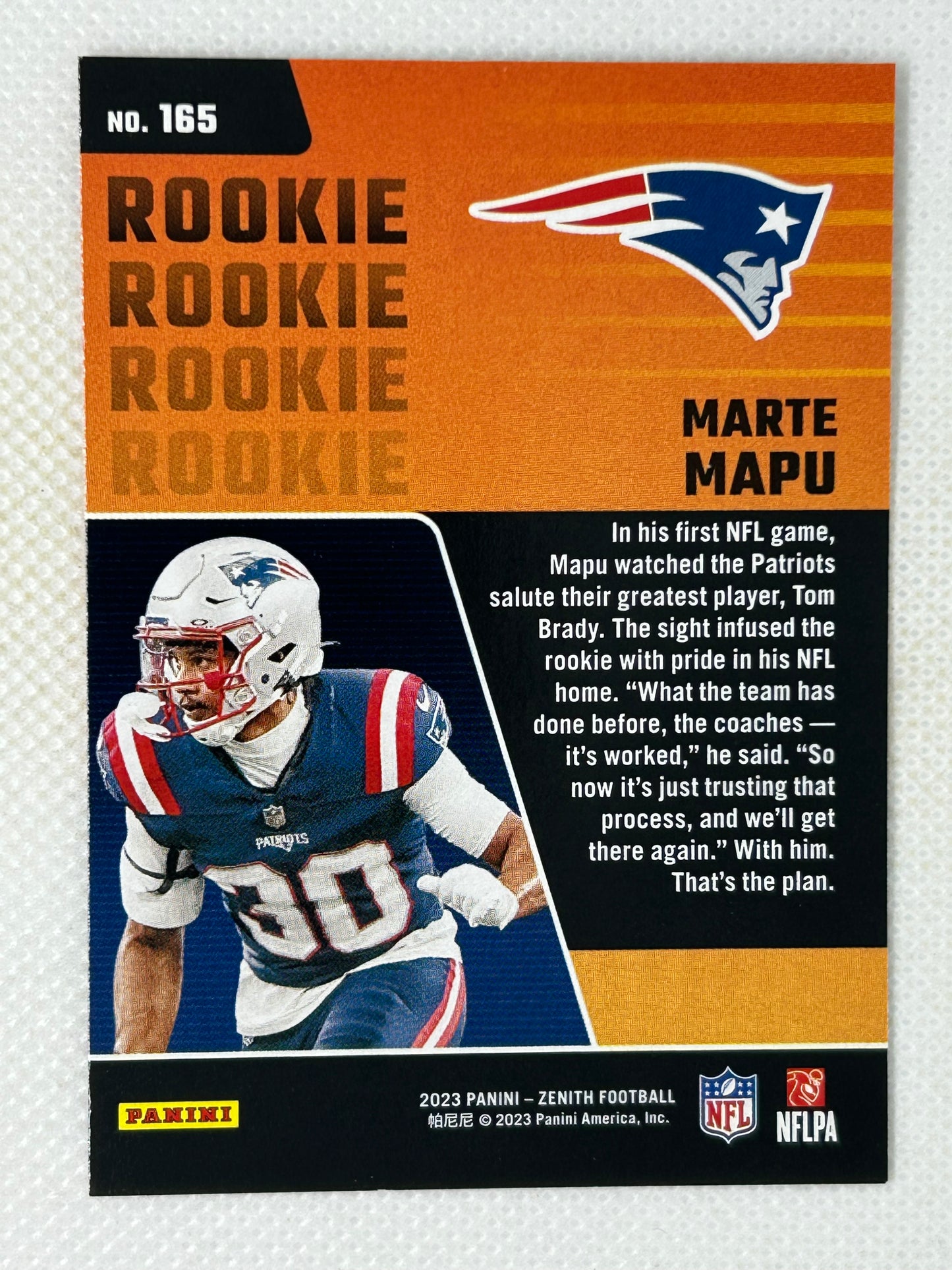 2023 Panini Zenith Rookie Card Marte Mapu #165 New England Patriots