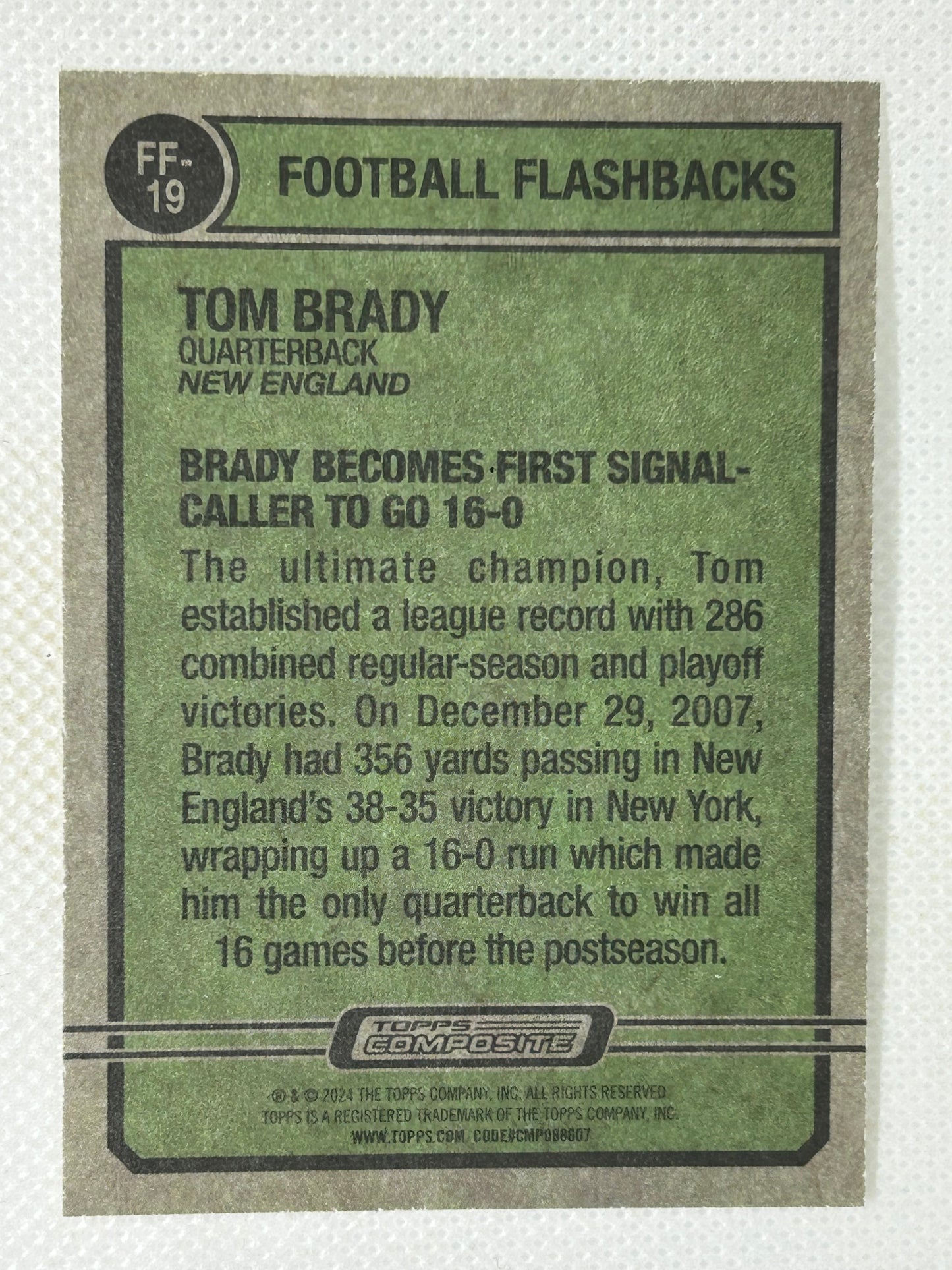 2023 Topps Composite Tom Brady Football Heritage 1974 Flashbacks #FF-19 New England Patriots