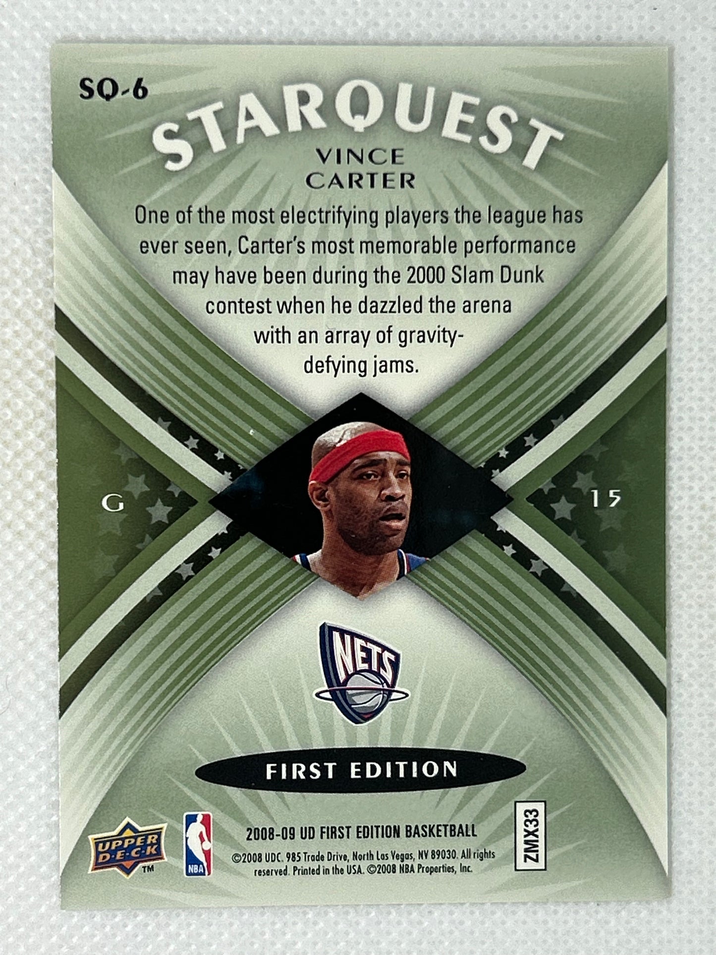 2008-09 Upper Deck StarQuest Common SQ-6 Vince Carter New Jersey Nets