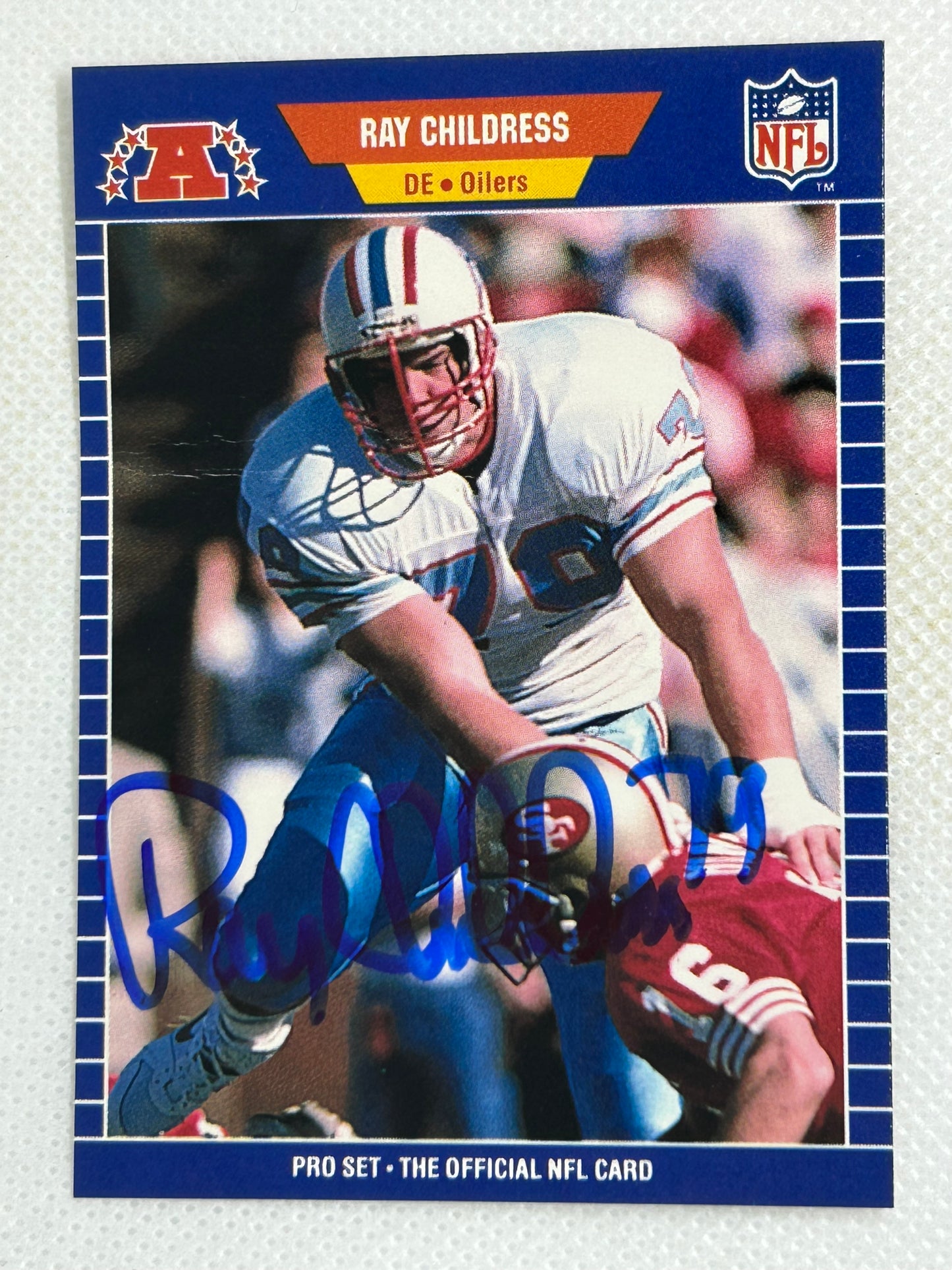 1989 Pro Set Ray Childress #141 Houston Oilers Signed Card