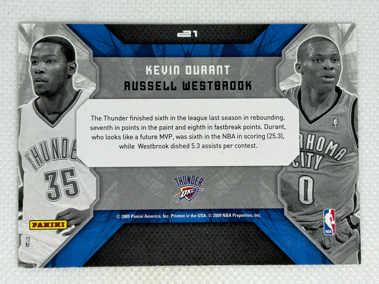 2009-10 Panini Donruss Elite Teamwork Combos #21 Kevin Durant & Russell Westbrook Oklahoma City Thunder