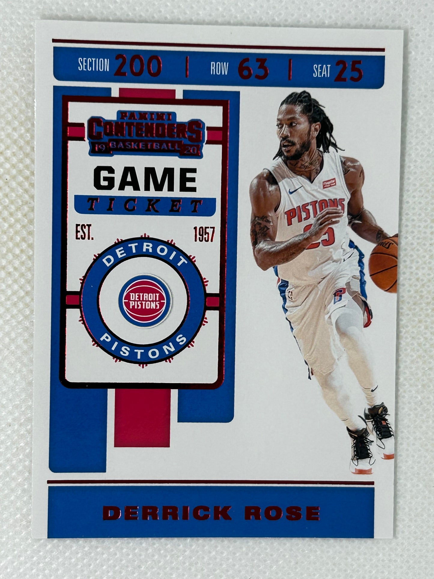 2019-20 Panini Contenders Red #28 Derrick Rose Detroit Pistons