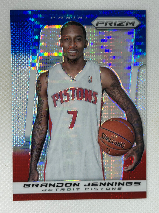 2013-14 Panini Prizm Red White & Blue Mosaic Prizm Brandon Jennings #177 Detroit Pistons