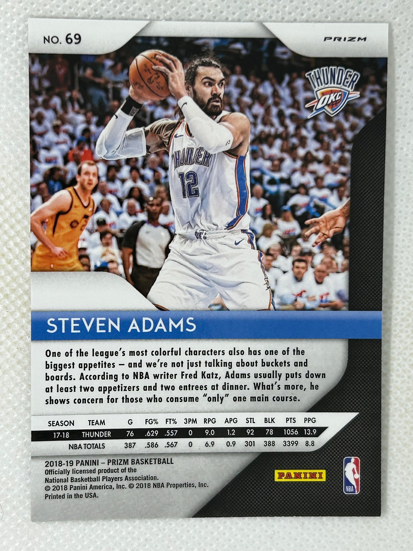 2018-19 Panini Prizm Silver #69 Steven Adams Oklahoma City Thunder