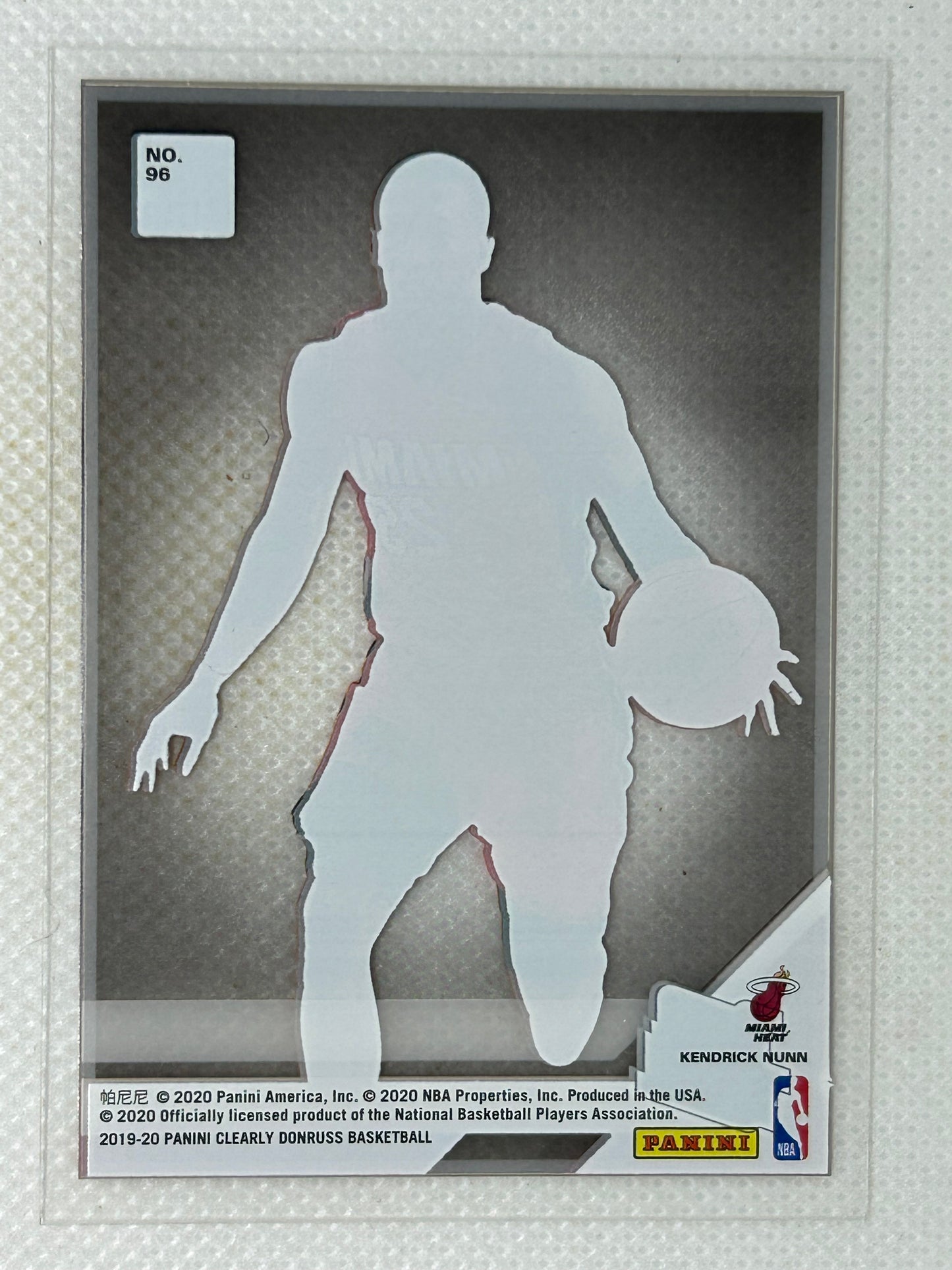 2019-20 Panini Clearly Donruss Rated Rookie Kendrick Nunn #96 Miami Heat