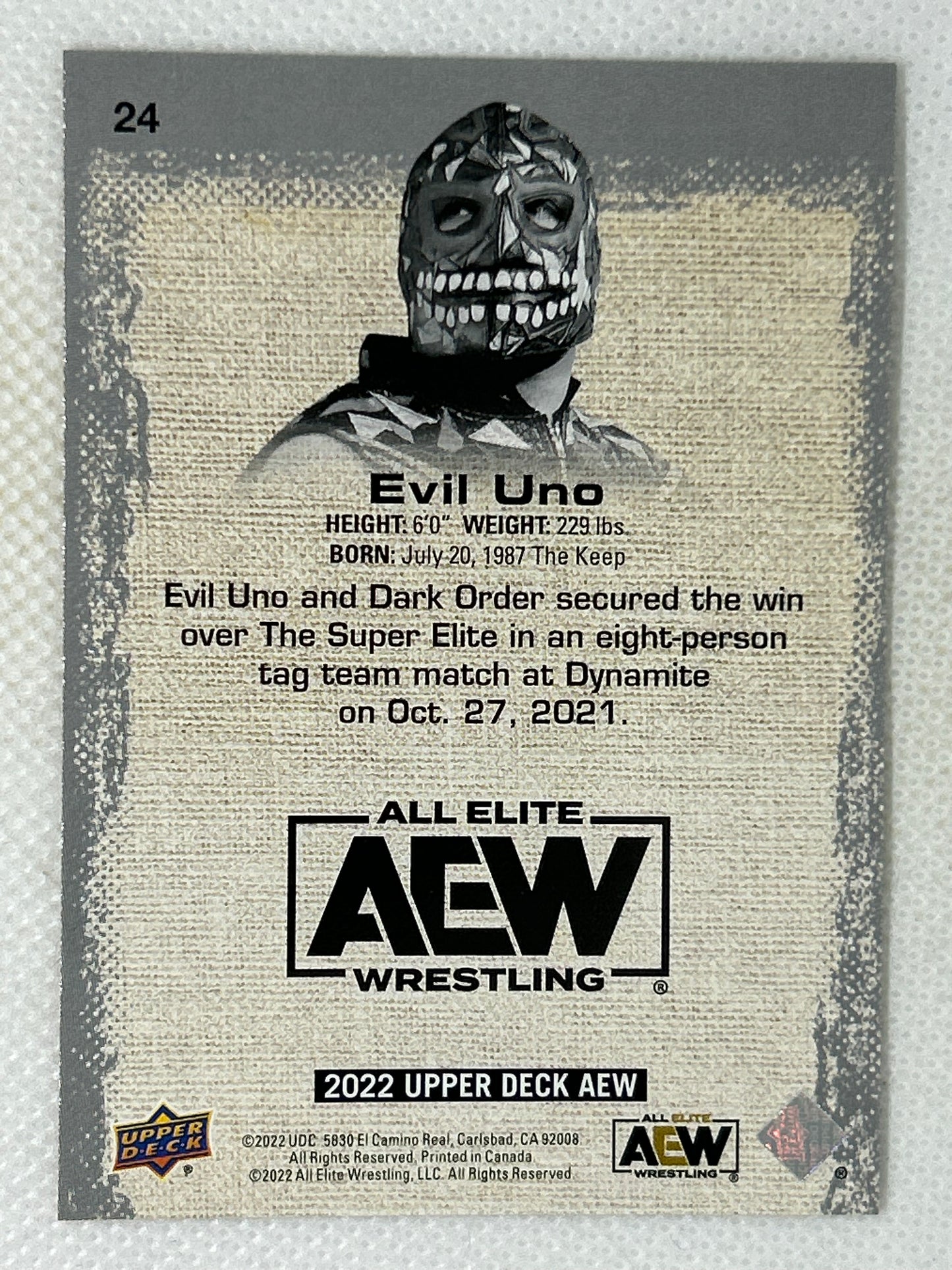 2022 Upper Deck AEW All Elite Wrestling Gold Evil Uno #24